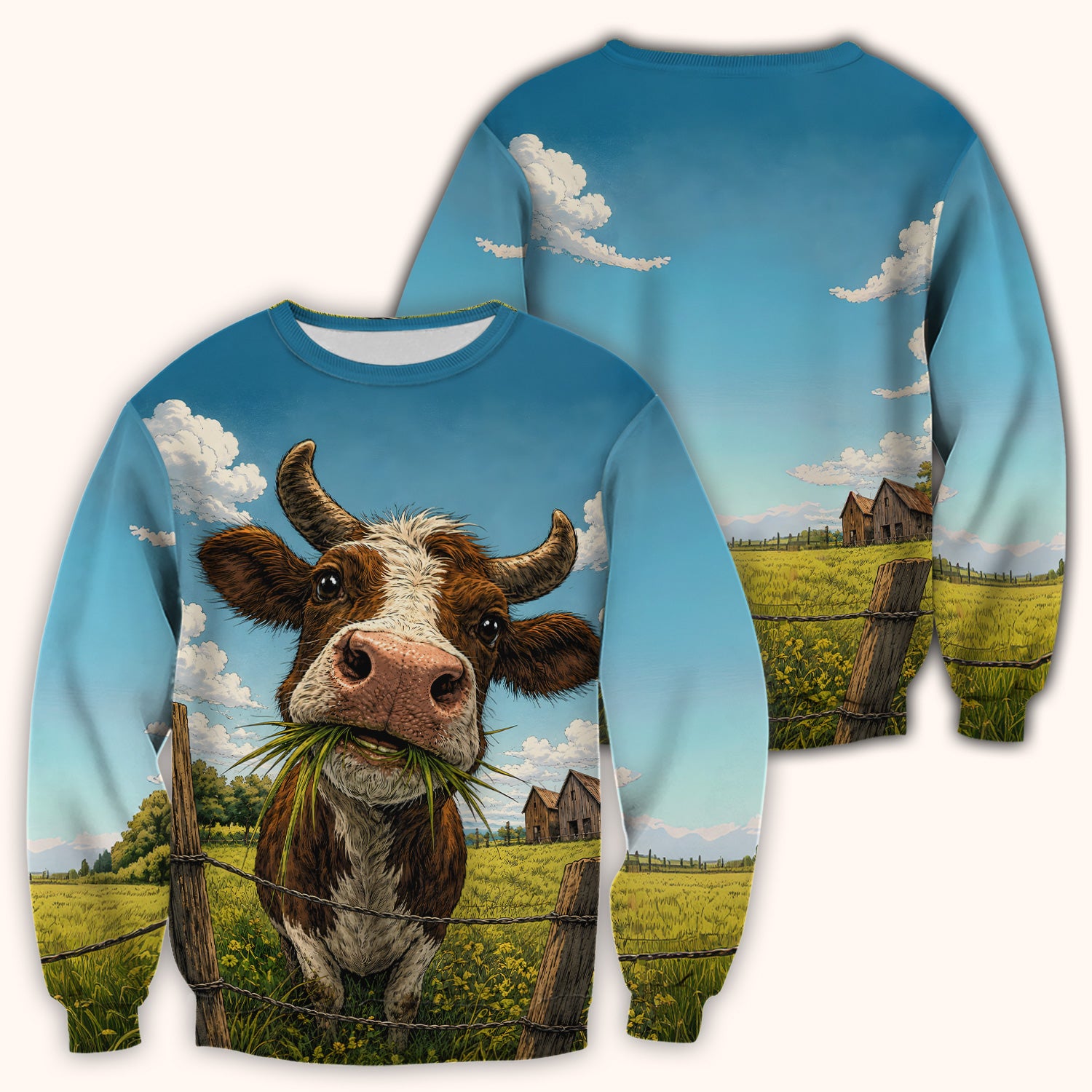 Curious Highland Cow Farm Scene Scrub Top, Comfortable Scrubs for Nurses