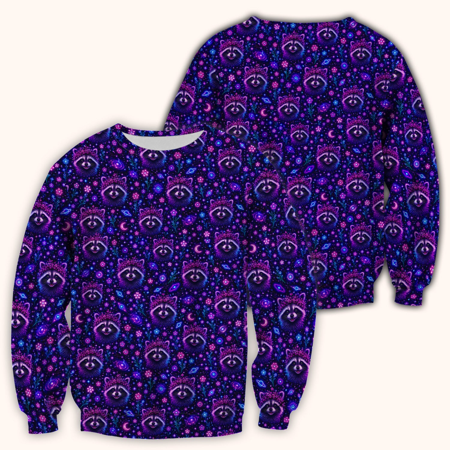 Galaxy Raccoon Nurse Pattern Scrub Top, Comfortable Scrubs for Nurses