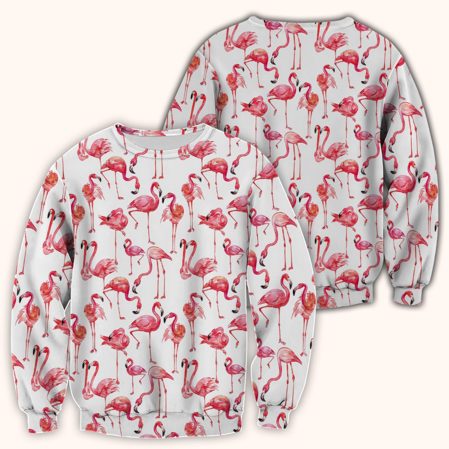 Pink Flamingo Tropical Bird Pattern Nurse Scrub Top, Comfortable Scrubs for Nurses