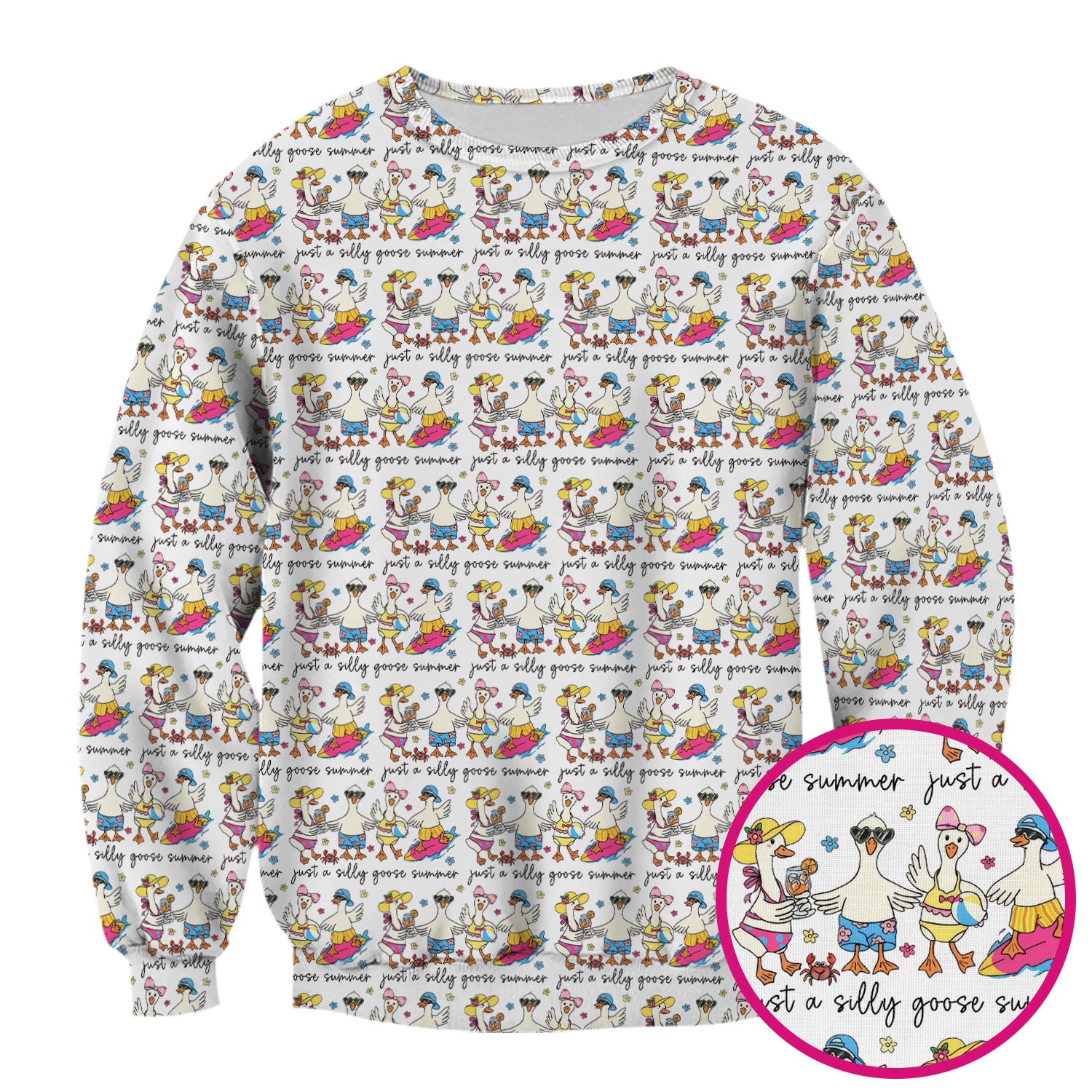 Funny Goose Summer Beach Pattern Scrub Top, Comfortable Scrubs for Nurses