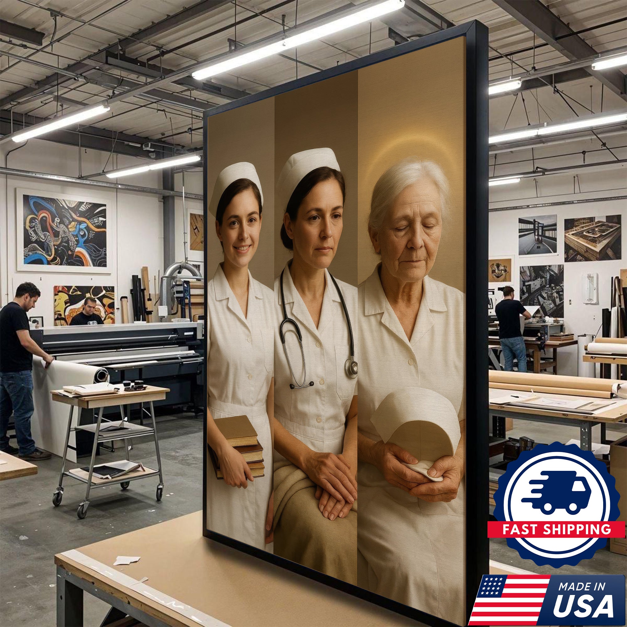 Vintage Nurse's Journey Canvas, From Student to Retired Nurse Wall Art, Appreciation Gift for Healthcare Workers & Medical Staff