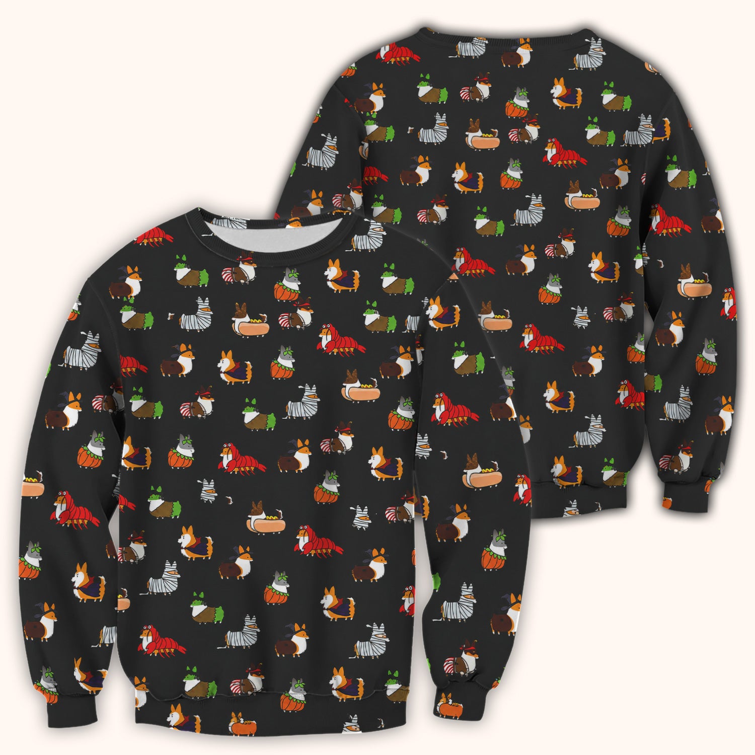 Cute Halloween Costume Corgis Scrub Top, Comfortable Scrubs for Nurses