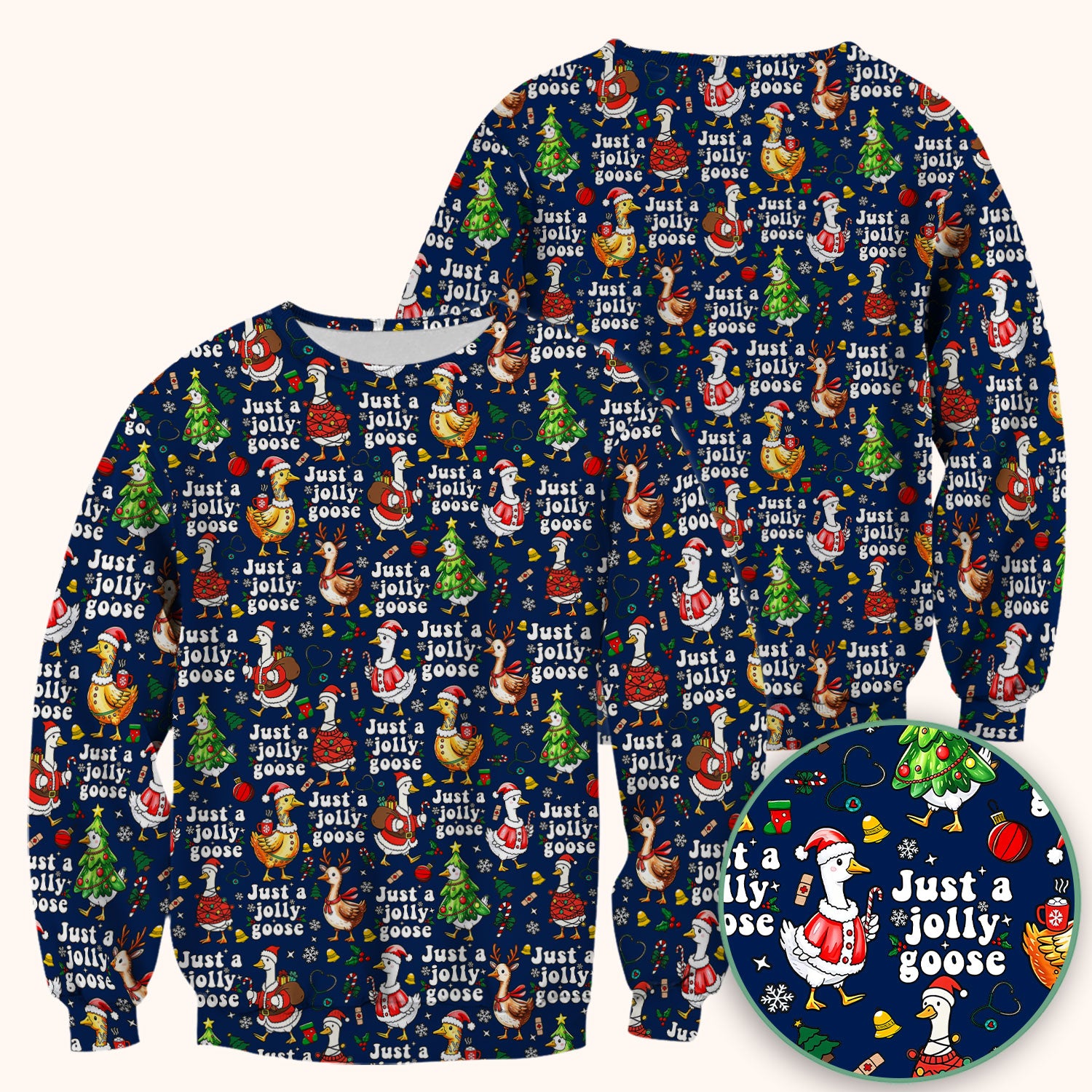 Just a Jolly Goose Funny Christmas Scrub Top - Holiday Medical Uniform for Nurse - Santa Goose Shirt Gift for Women