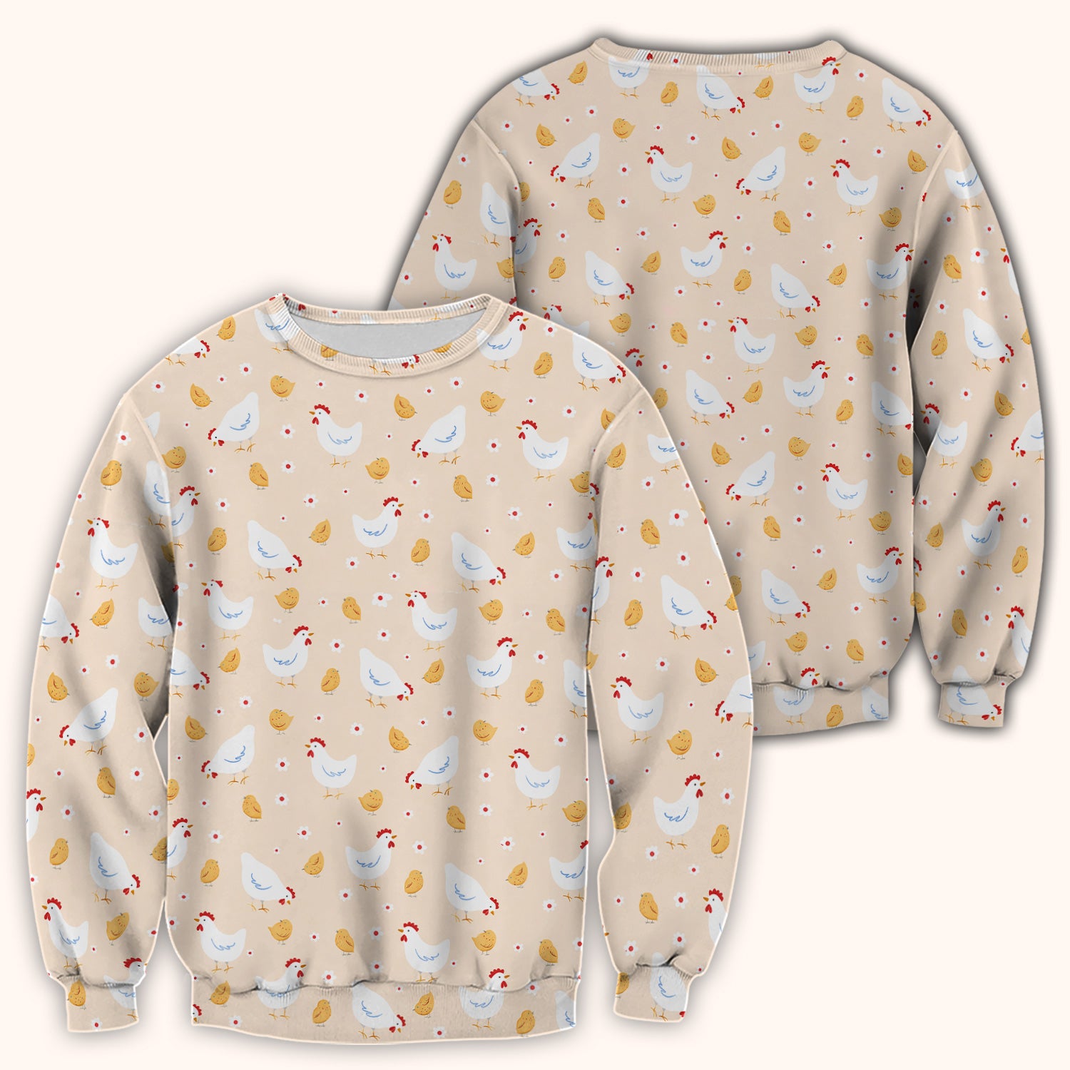 Chicken And Cute Chicks Pattern Scrubs Top, Comfortable Scrubs for Nurses