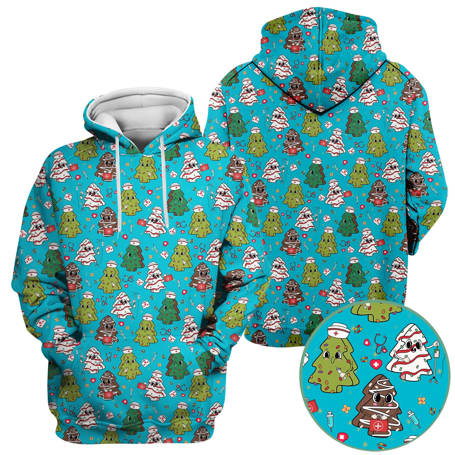 Christmas Nursing Scrub Top for Women - Festive Tree Medical Shirt - Cute Holiday RN CNA LPN Gift