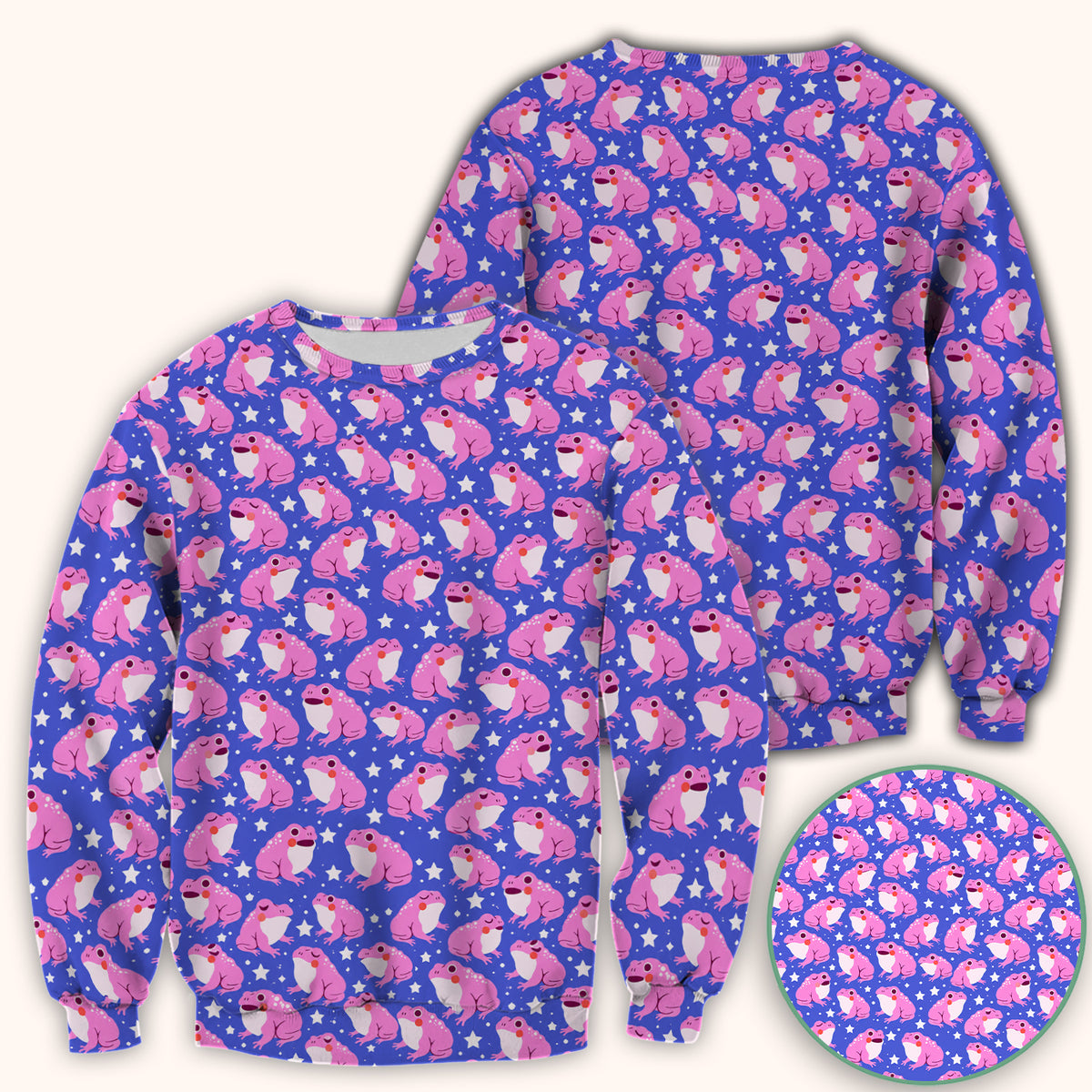 Cute Pink Frogs with Stars Pattern Scrub Top, Comfortable Scrubs for Nurses