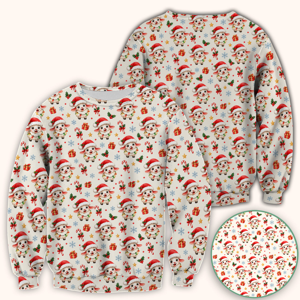 Christmas Lamb With Lights Scrub Top, Comfortable Scrubs for Nurses