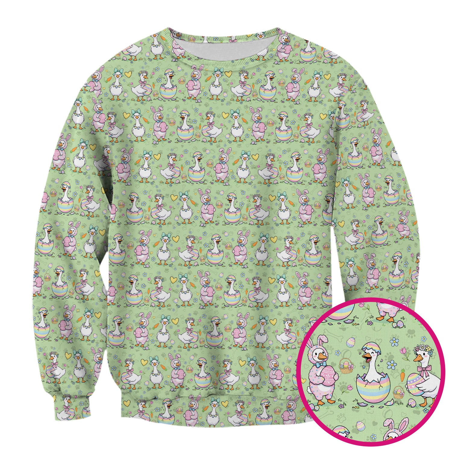 Pastel Easter Goose Bunny Egg Pattern Scrub Top, Comfortable Scrubs for Nurses
