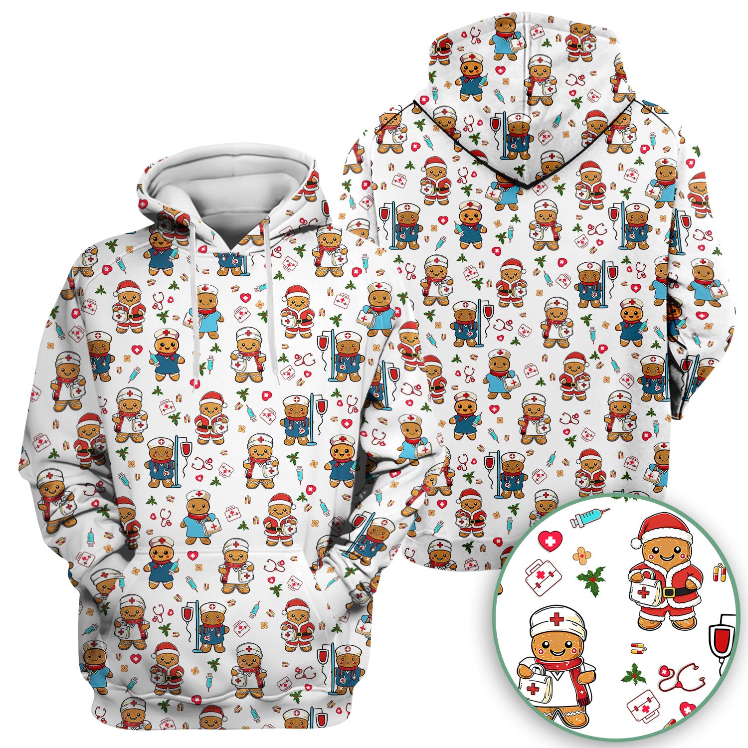 Elf Gingerbread Man Nurse Scrub Top - Santa’s Favorite Nurse Holiday Medical Uniform RN LPN CNA Gift