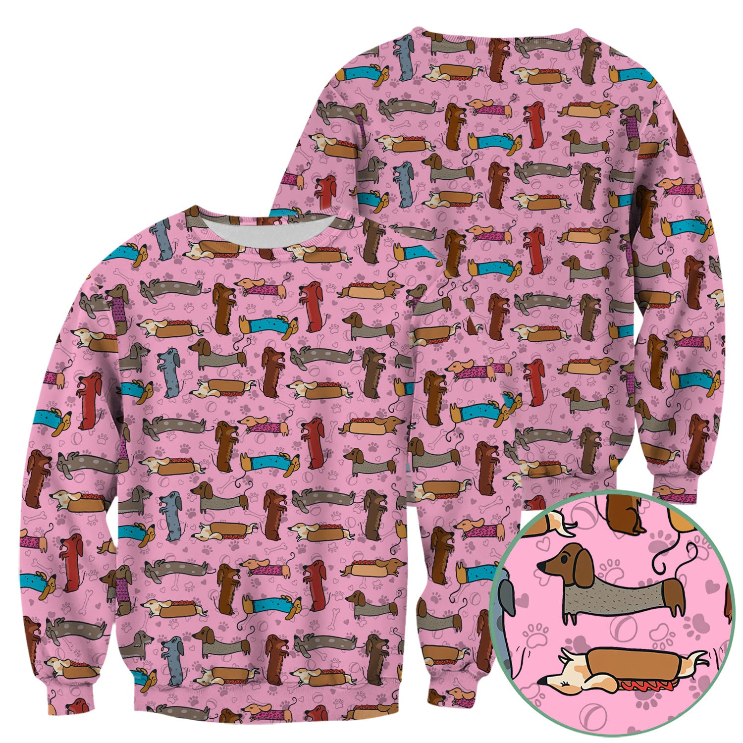 Cute Dachshund Scrub Top for Nurses - Colorful Wiener Dog Print Medical Uniform Shirt - Fun Sausage Dog Pattern Veterinary Workwear