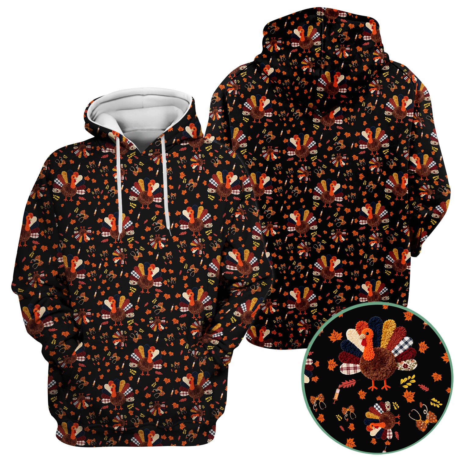 Thanksgiving Comfortable Scrubs for Nurses - Funny Autumn Turkey Shirt - Breathable Fabrics Nursing Uniform