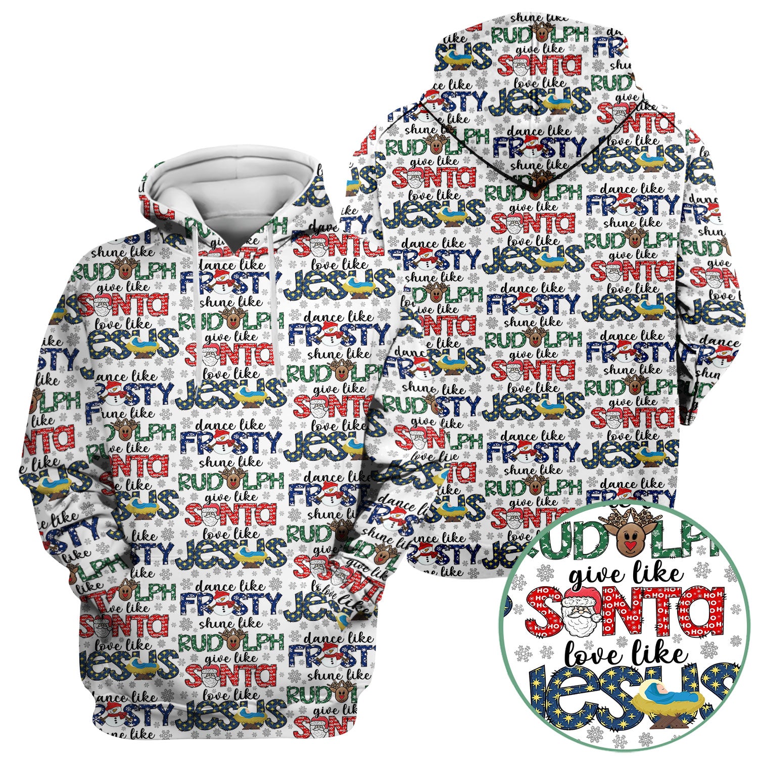 Christmas Rudolph Nurse Scrub Top for Women - Dance Like Frosty Shine Like Rudolph Give Like Santa Love Like Jesus - Holiday Med Shirt
