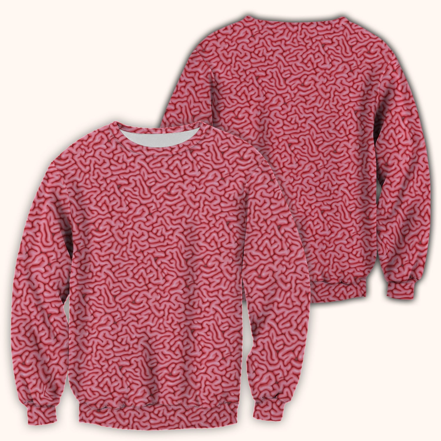 Pink Brain Anatomy Pattern Scrubs Top, Comfortable Scrubs for Nurses
