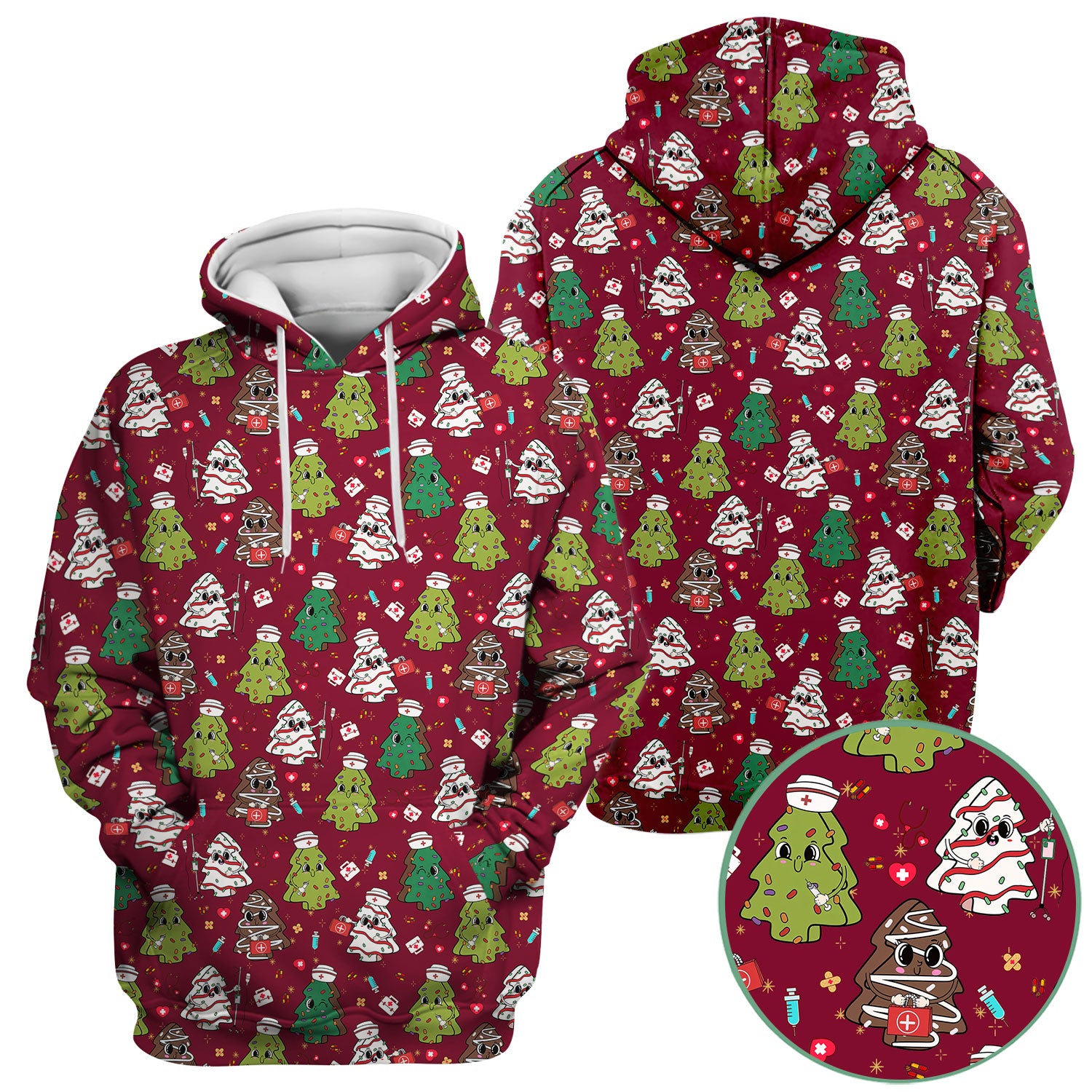 Cute Christmas Tree Nurse Shirt - Holiday Scrub Top for Women - Funny Medical Uniform Xmas Gift RN LPN CNA