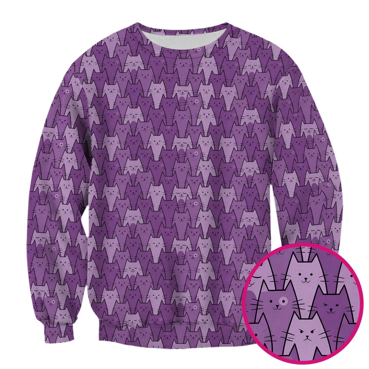 Cute Purple Cats Pattern Scrubs Top, Comfortable Scrubs for Nurses