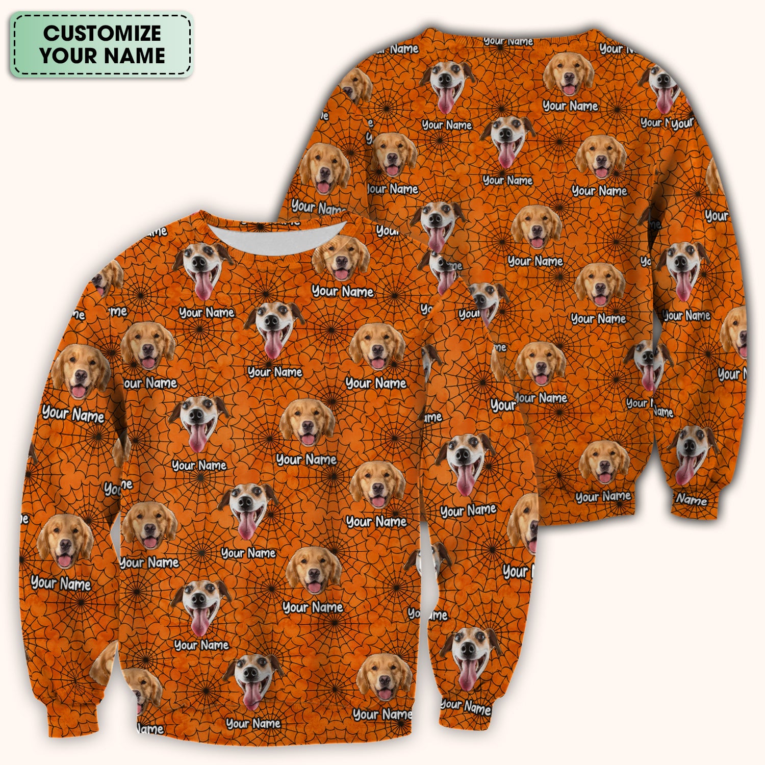 Personalized Halloween Dog Photo Spiderweb Scrub Top, Comfortable Scrubs for Nurses