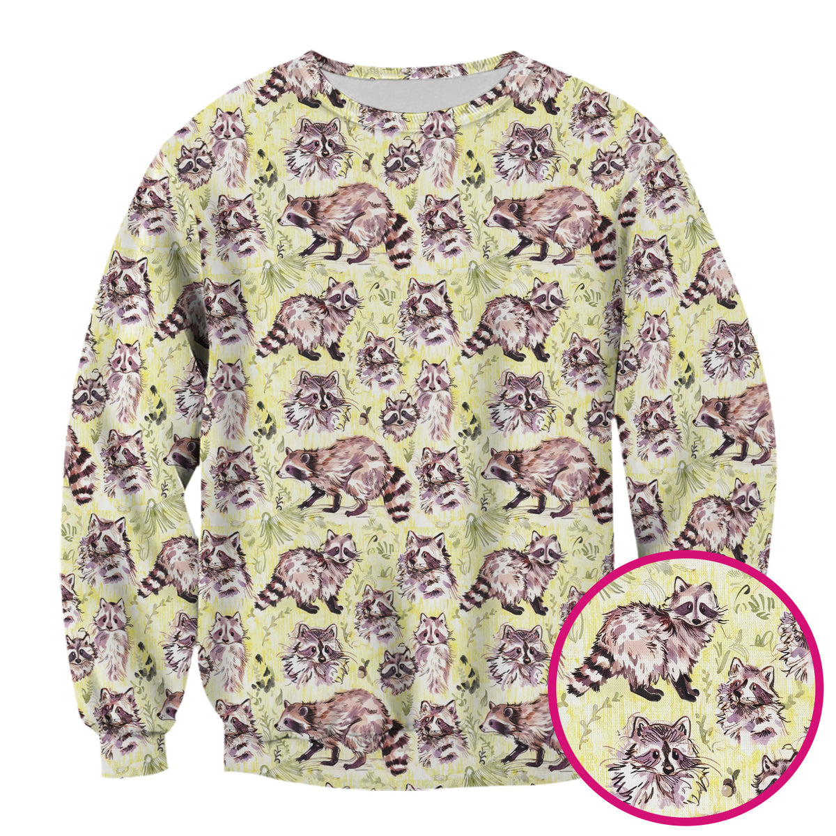 Cute Woodland Raccoon Forest Animal Pattern Scrub Top, Comfortable Scrubs for Nurses