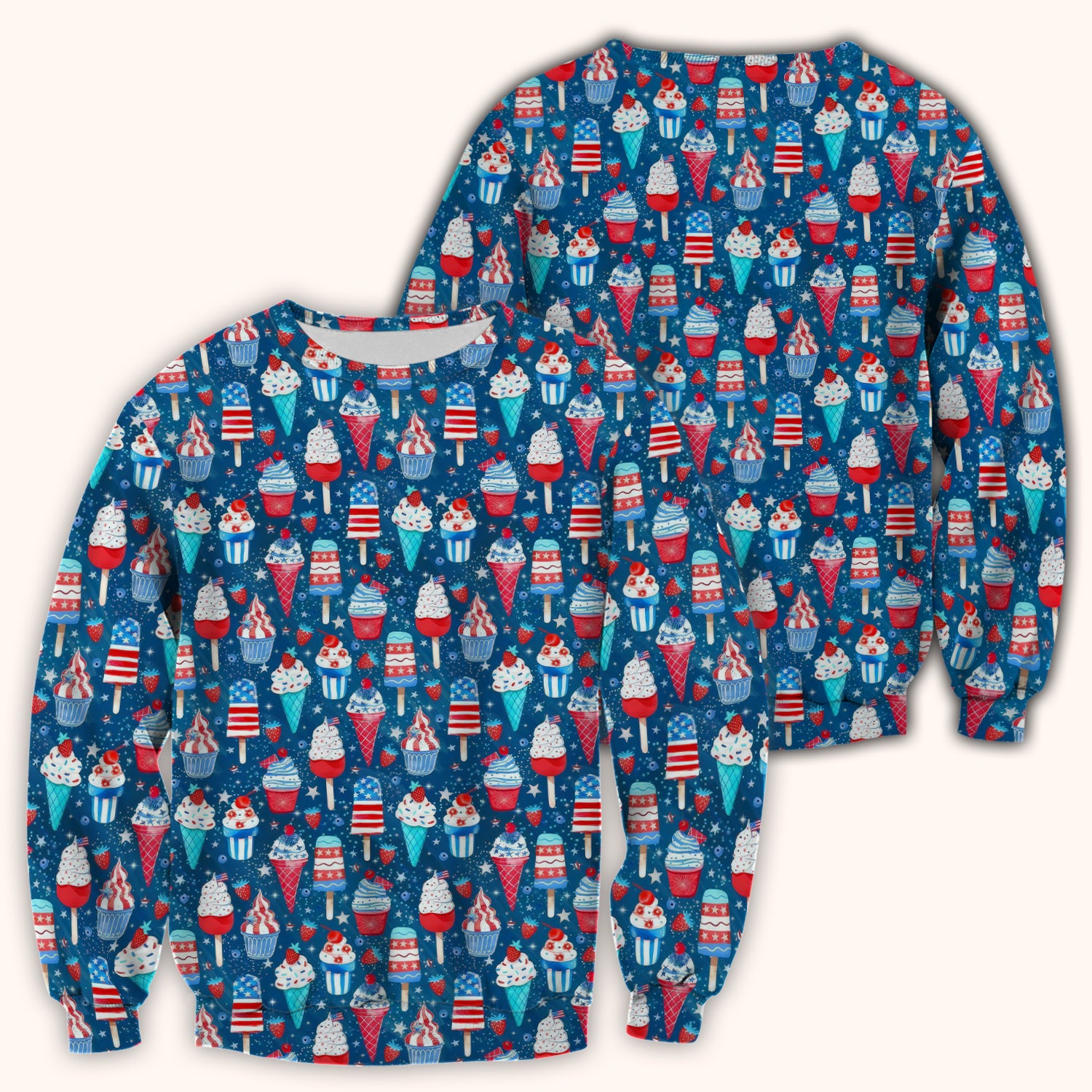 Cute Patriotic Ice Cream Popsicles With USA Flag Dessert Scrub Top, Comfortable Scrubs for Nurses