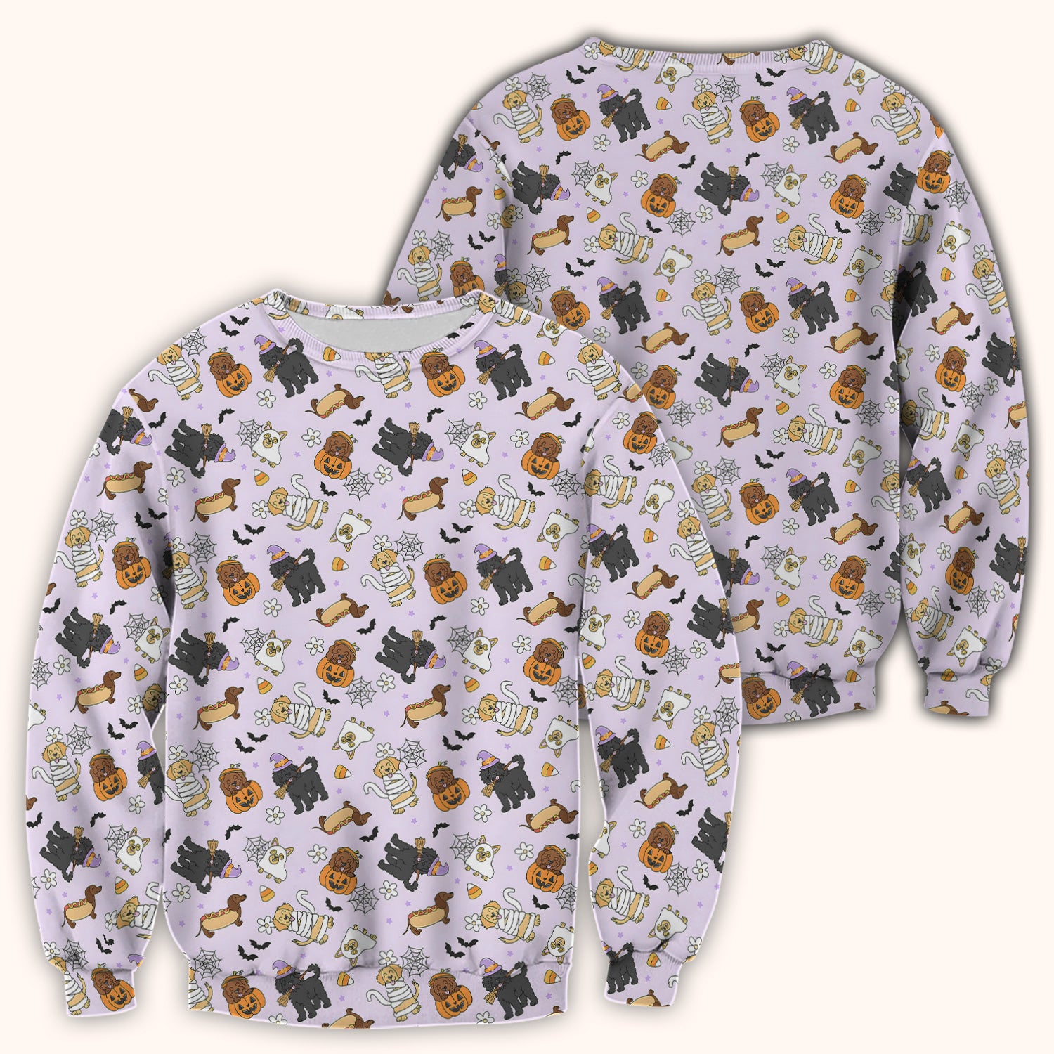 Cute Halloween Costumed Pets Scrub Top, Comfortable Scrubs for Nurses