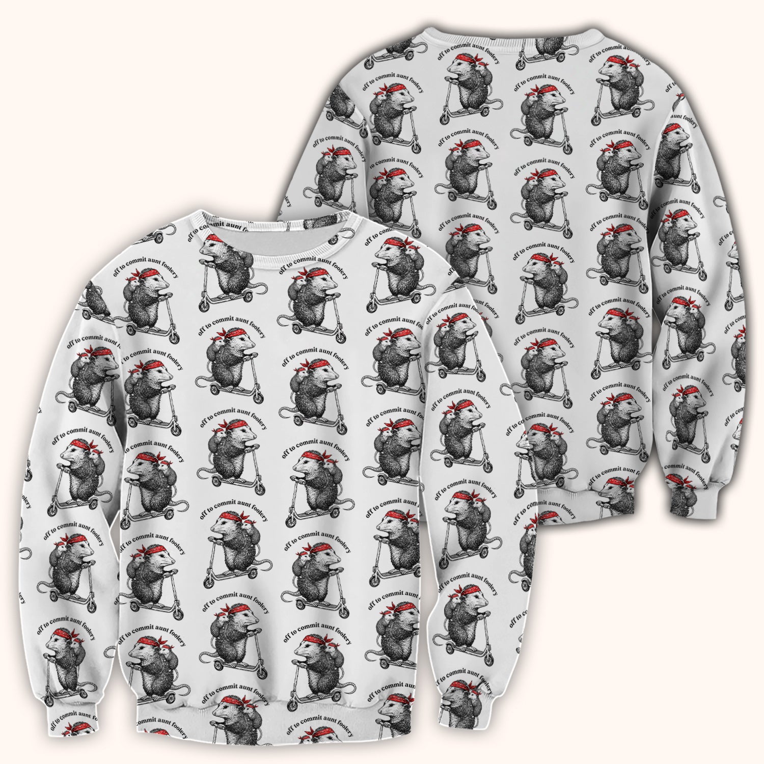 Aunt Foolery Opossum Pattern Scrub Top, Comfortable Scrubs for Nurses