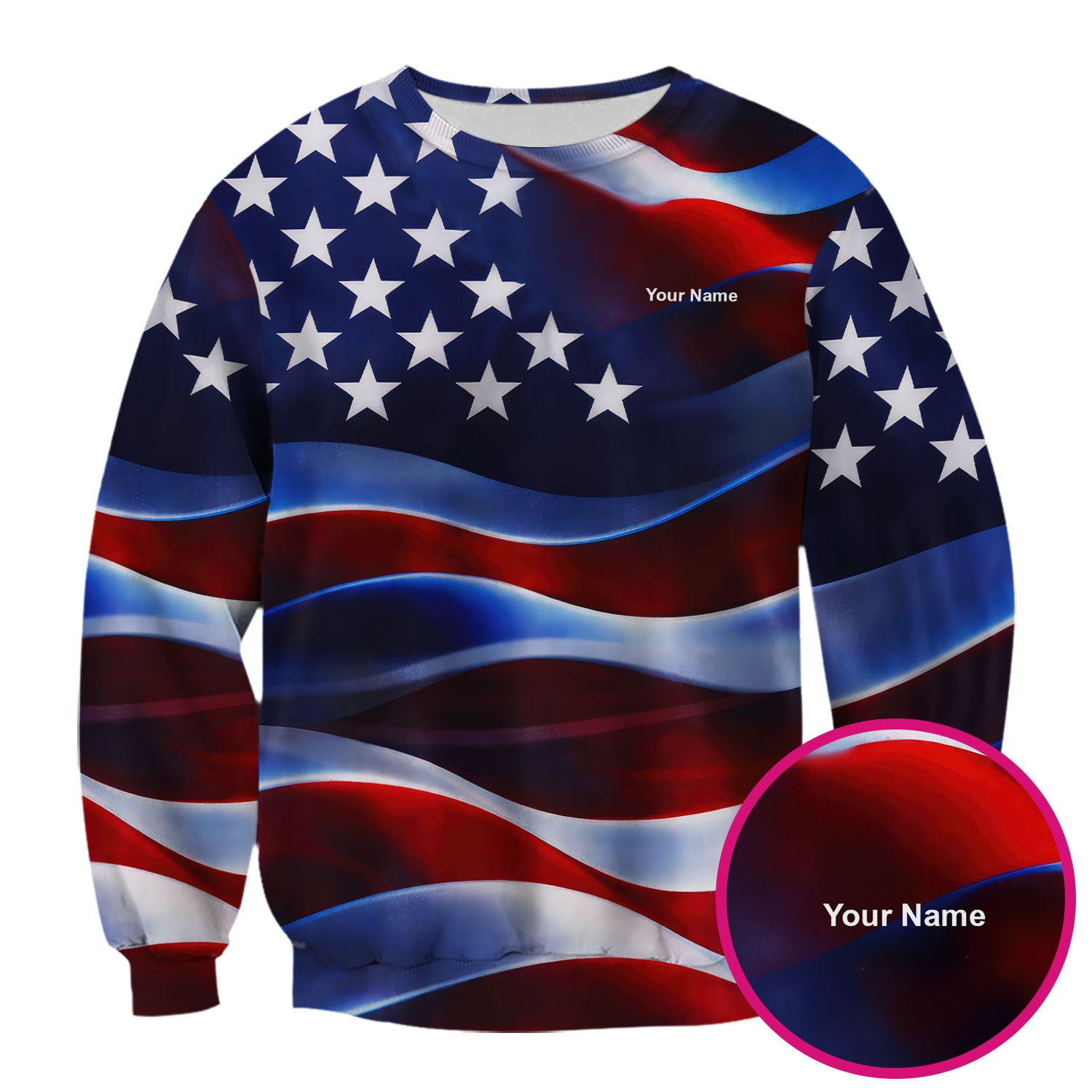 Personalized American Flag Stars Stripes Pattern Nurse Scrub Top, Comfortable Scrubs for Nurses
