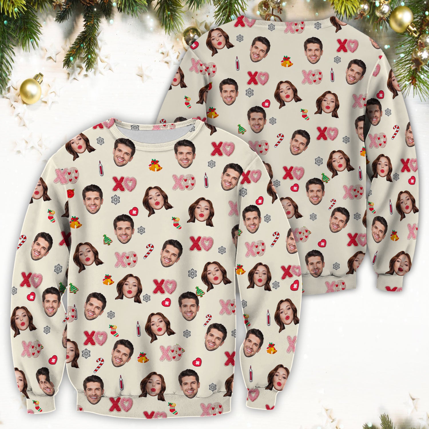 Personalized Photo Scrub Top, Custom Face XOXO Scrub Shirt, Breathable Fabrics Nursing Uniform