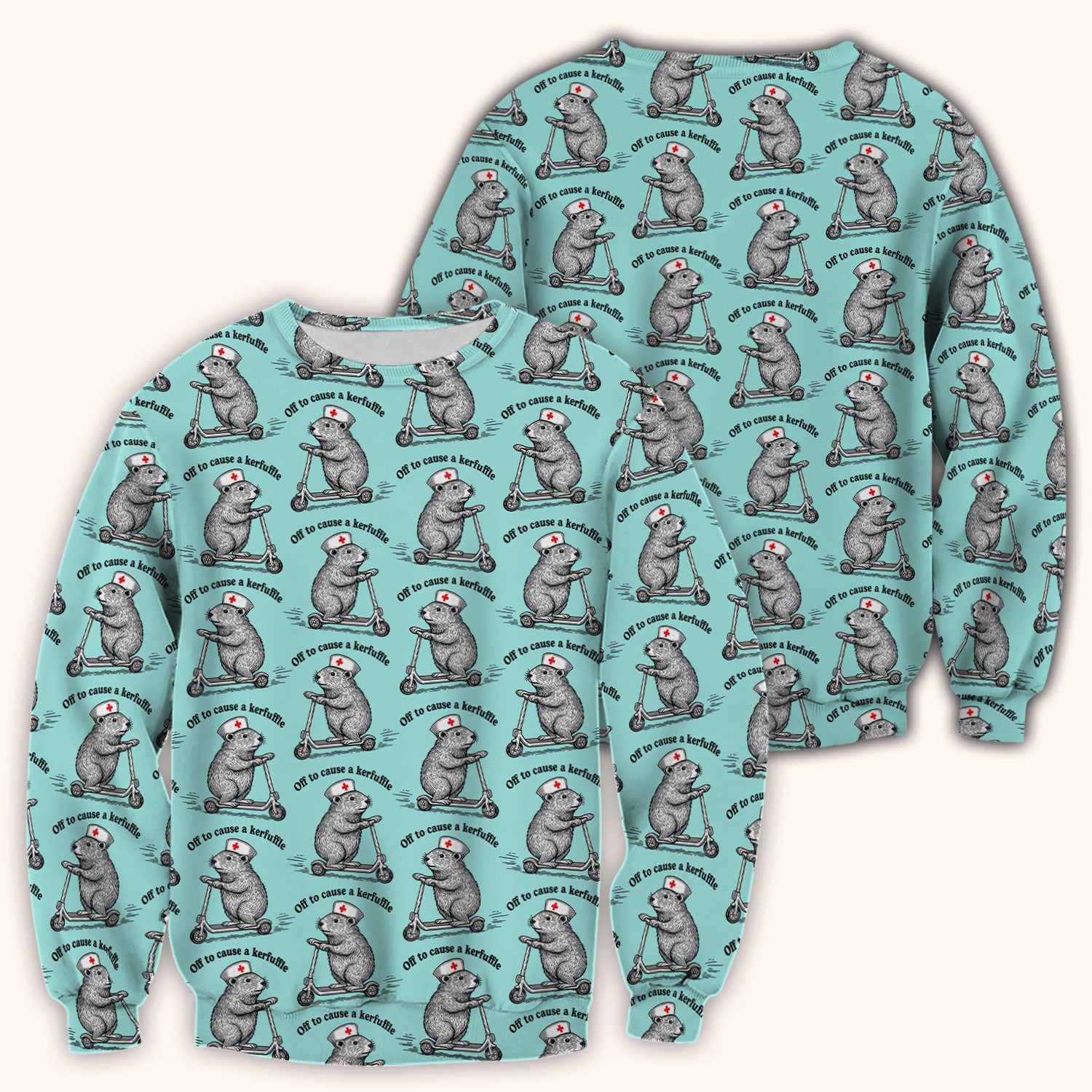 Funny Nurse Mouse Scooter Print Scrub Top, Comfortable Scrubs for Nurses