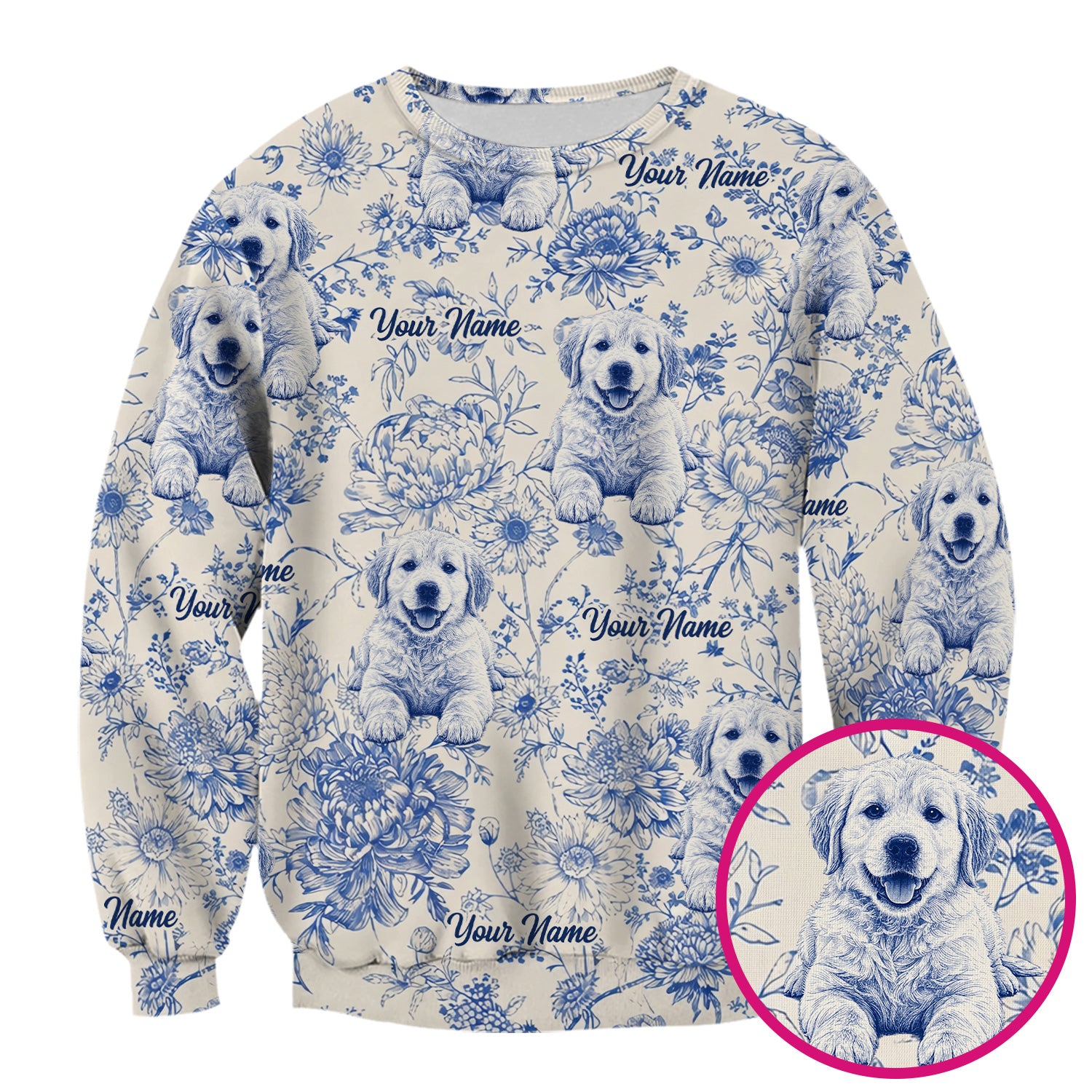 Personalized Custom Pet Photo Name Floral Pattern Scrub Top, Breathable Fabrics Nursing Uniform