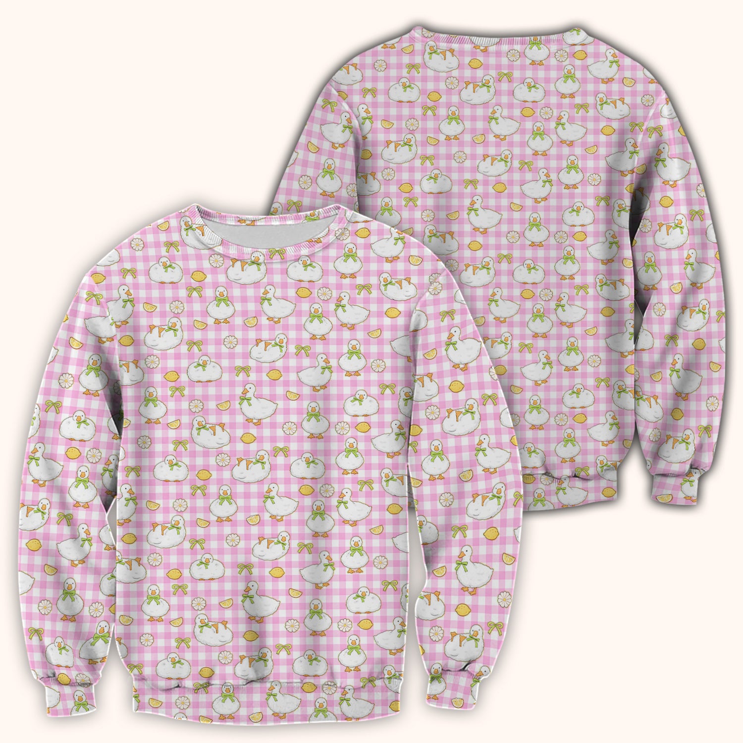 Adorable Ducks Lemon Daisy Pattern Scrubs Top, Comfortable Scrubs for Nurses