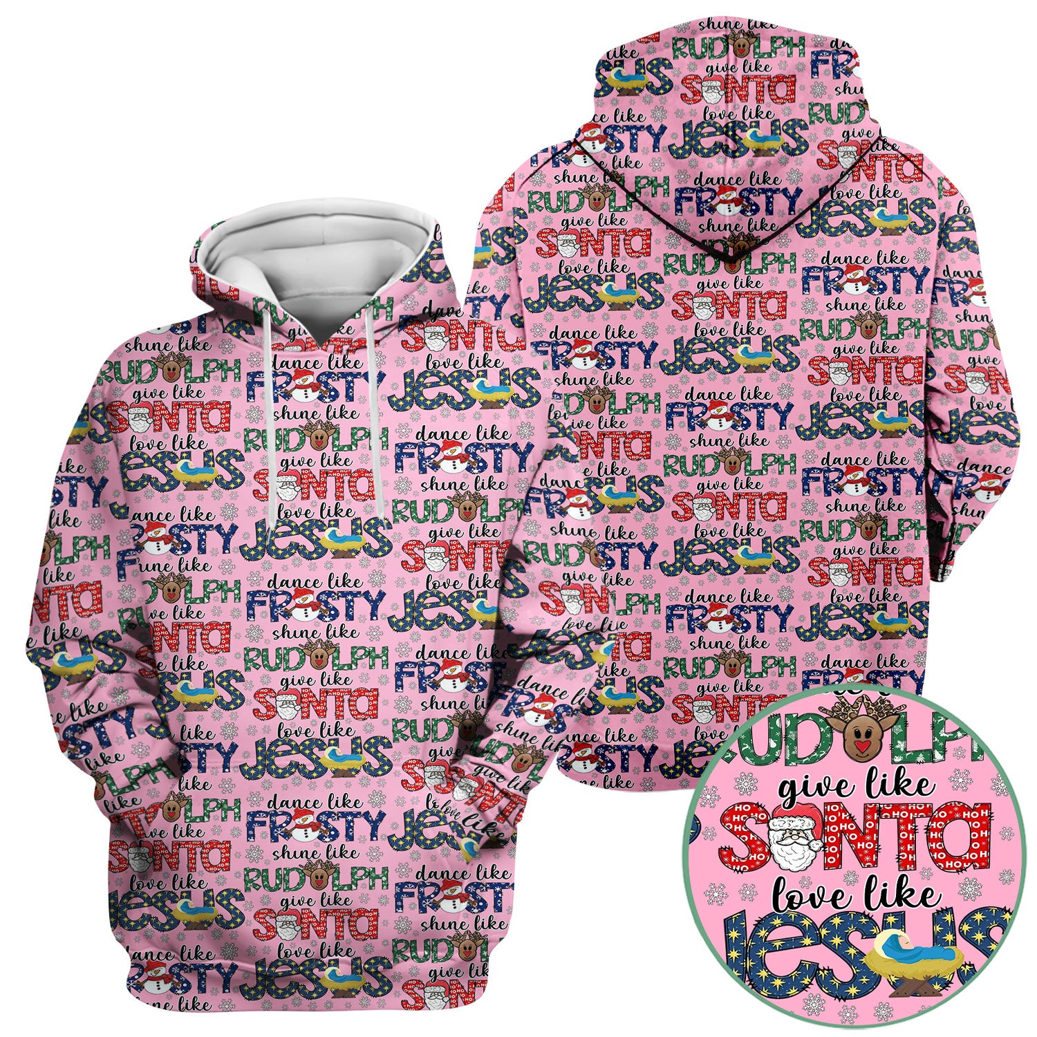 Christmas Rudolph Nurse Scrub Top for Women - Dance Like Frosty Shine Like Rudolph Give Like Santa Love Like Jesus - Holiday Med Shirt