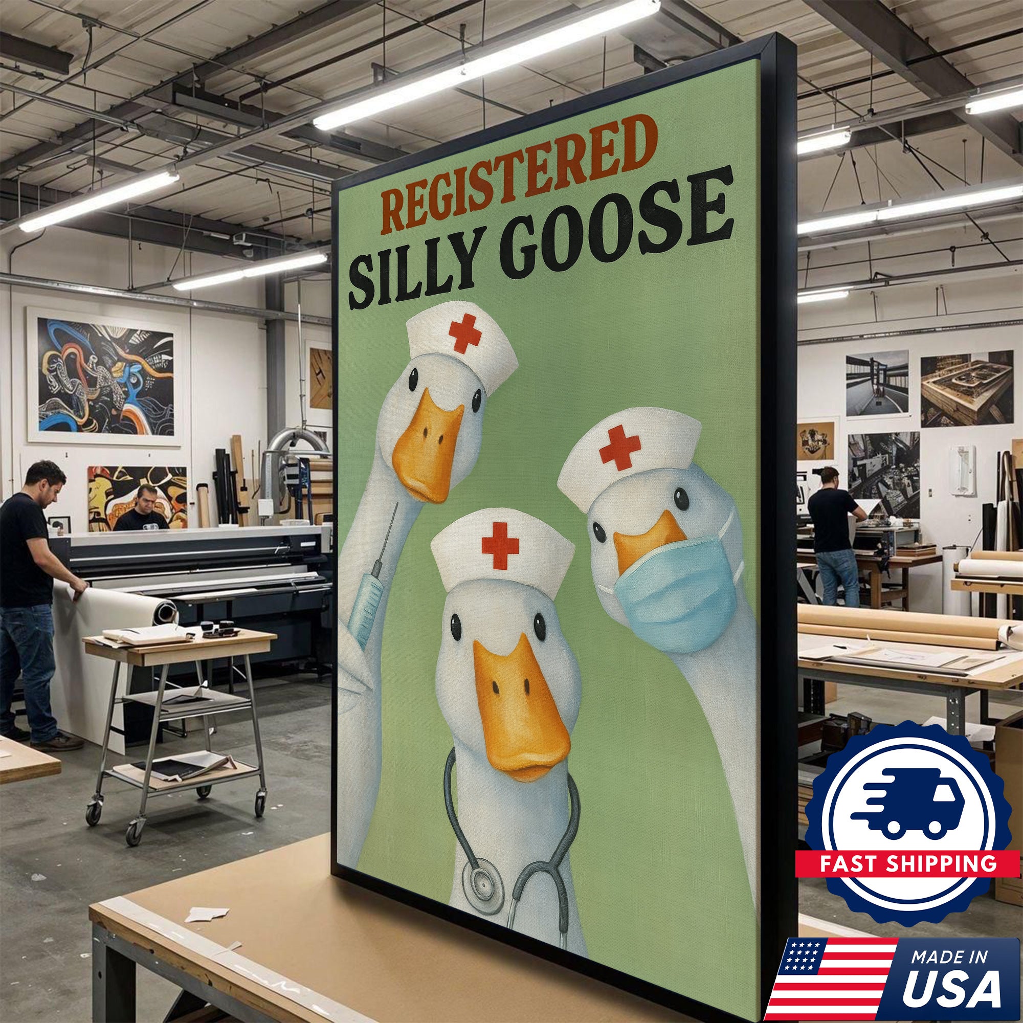 Registered Silly Goose Canvas Wall Art - Funny Nurse Quote Canvas Print - Humorous Gift for Nurses Made in USA