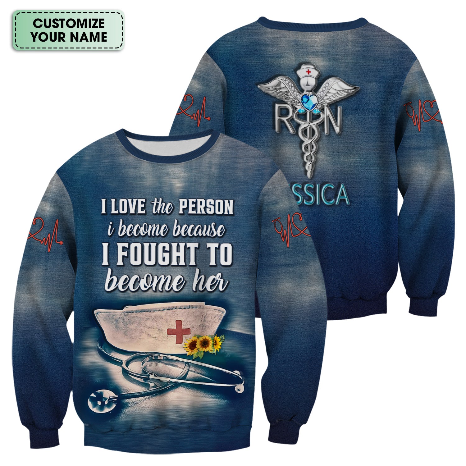 Personalized Inspirational RN Nurse Shirt - I Fought to Become Her Quote - Custom Name Gift for Registered Nurses CNA LPN