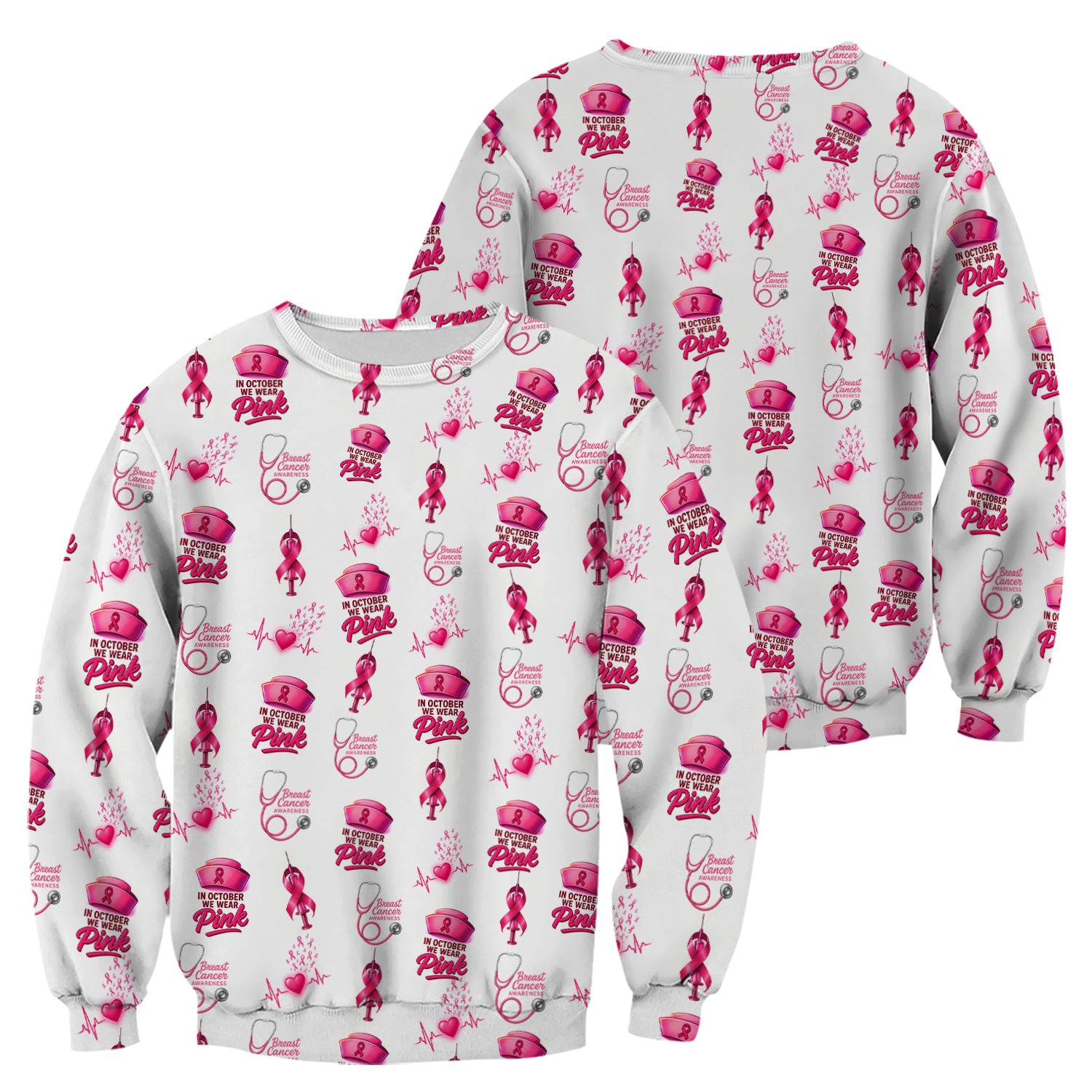 Breast Cancer Awareness Nurse Shirt - Supportive Nurse October Graphic Tee - Gift for RN LPN Healthcare Workers