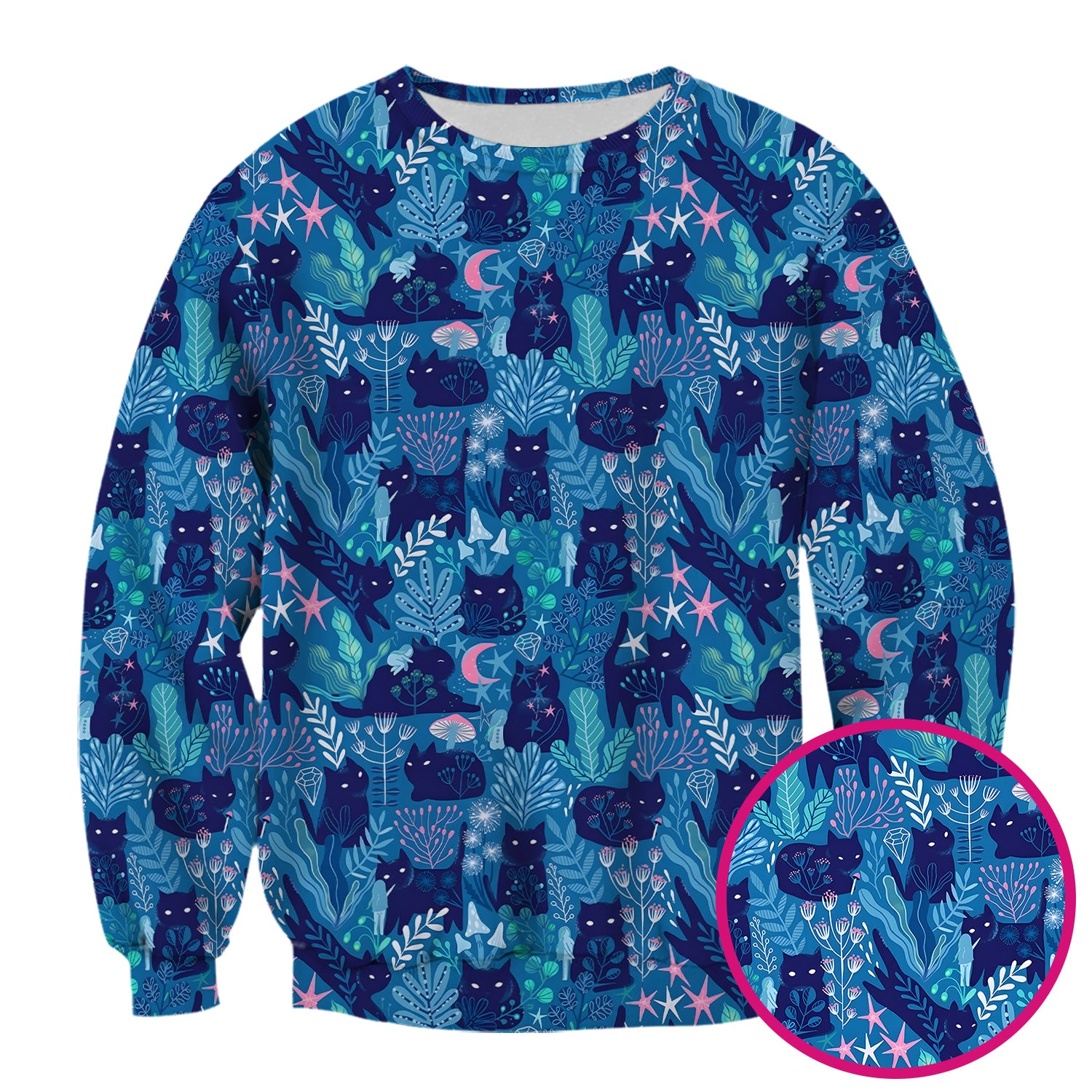 Adorable Celestial Cat Moon Star Pattern Scrub Top, Comfortable Scrubs For Nurses