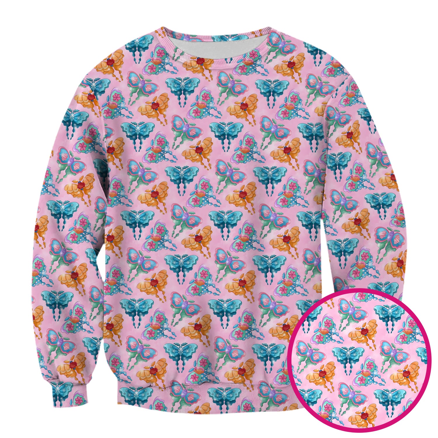Colorful Butterfly With Floral Blossom Pattern Scrub Top, Comfortable Scrubs for Nurses