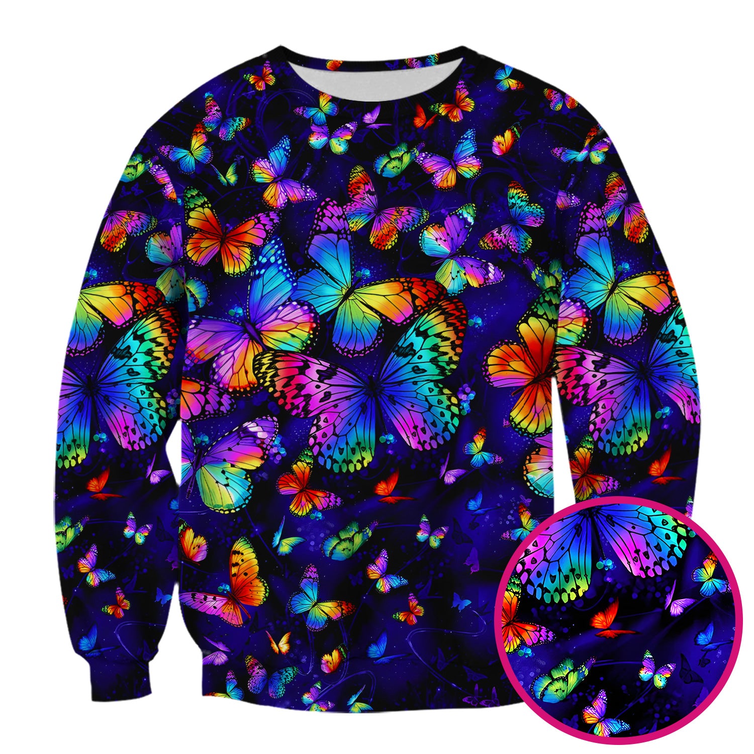 Vibrant Rainbow Butterfly Galaxy Pattern Scrub Top, Comfortable Scrubs for Nurses