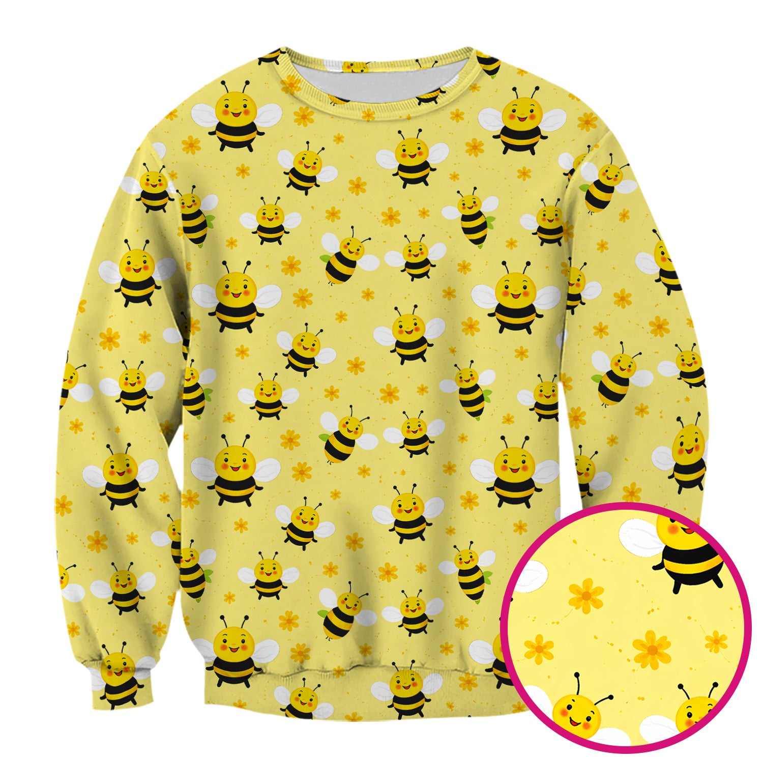 Cute Smiling Bee Yellow Floral Print Scrubs, Comfortable Scrubs for Nurses