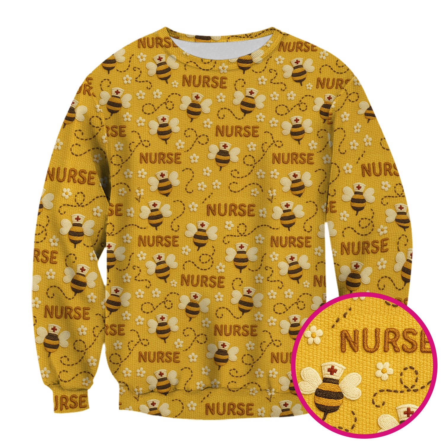 Honey Bee Nurse Scrub Top – Cute Bumblebee Medical Pattern – Cheerful Uniform for Nurses, Vets and Healthcare Workers