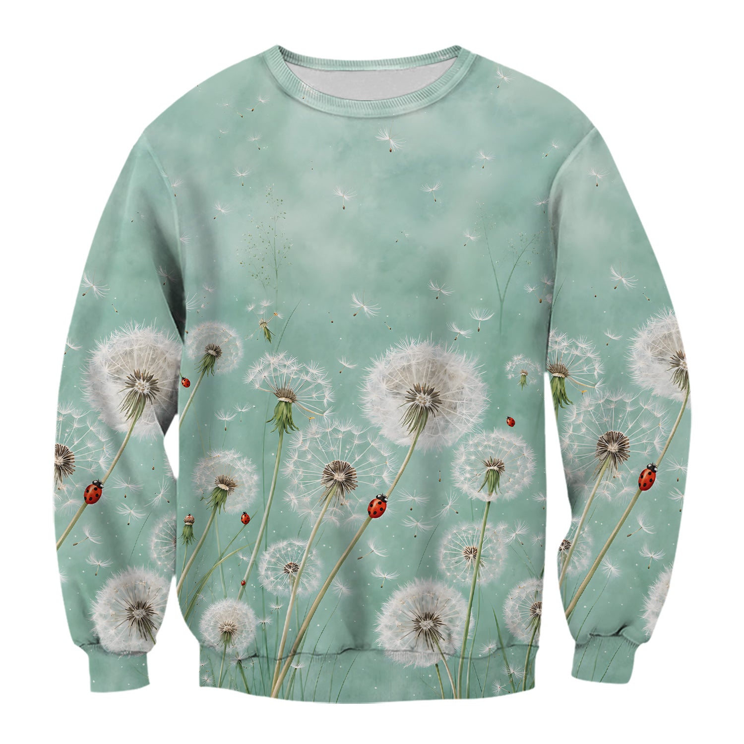 Dandelion Wishes Ladybug Meadow Pattern Scrub Top, Comfortable Scrubs for Nurses