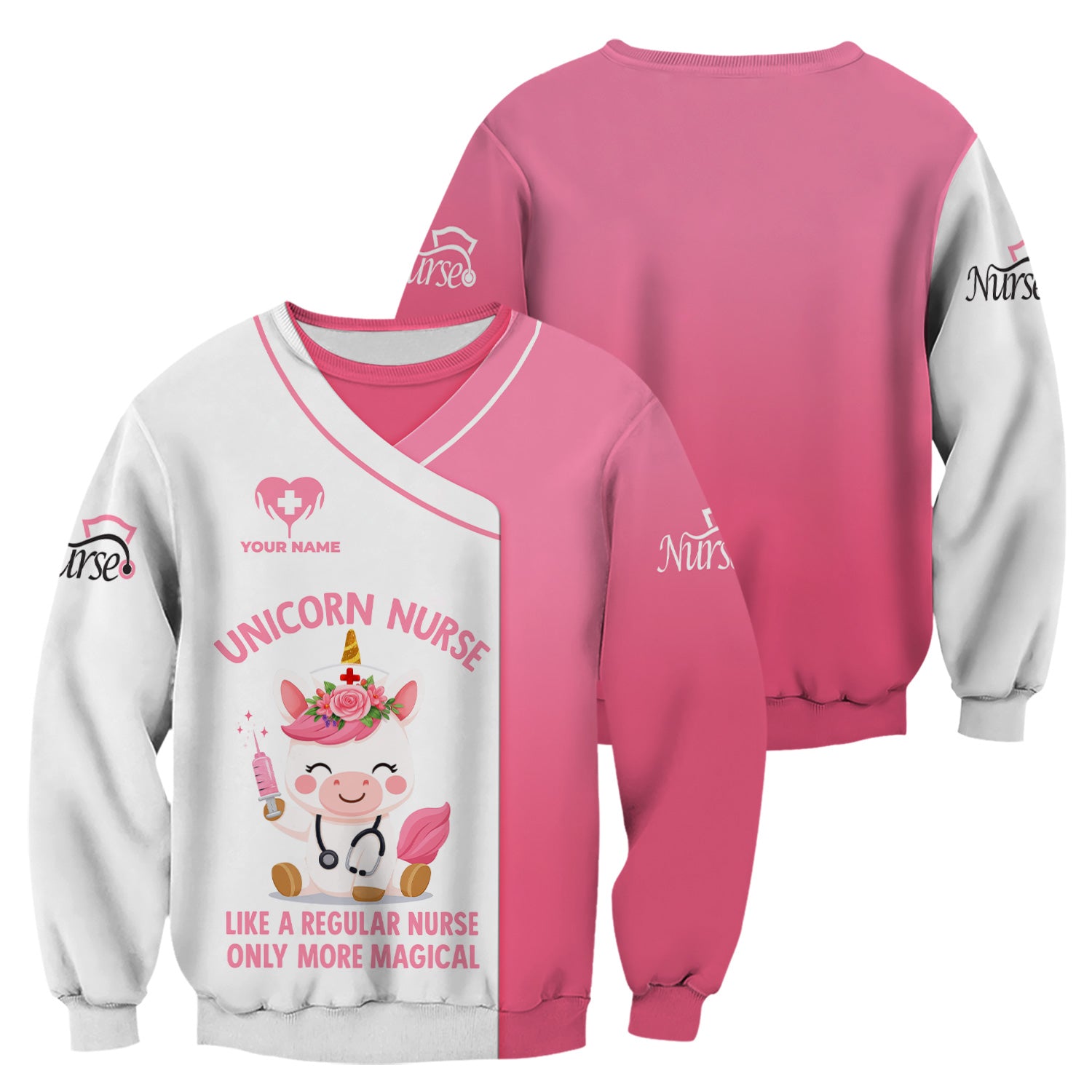 Personalized Unicorn Nurse Shirt - More Magical Funny Nurse Quote - Custom Name Gift for RN CNA LPN