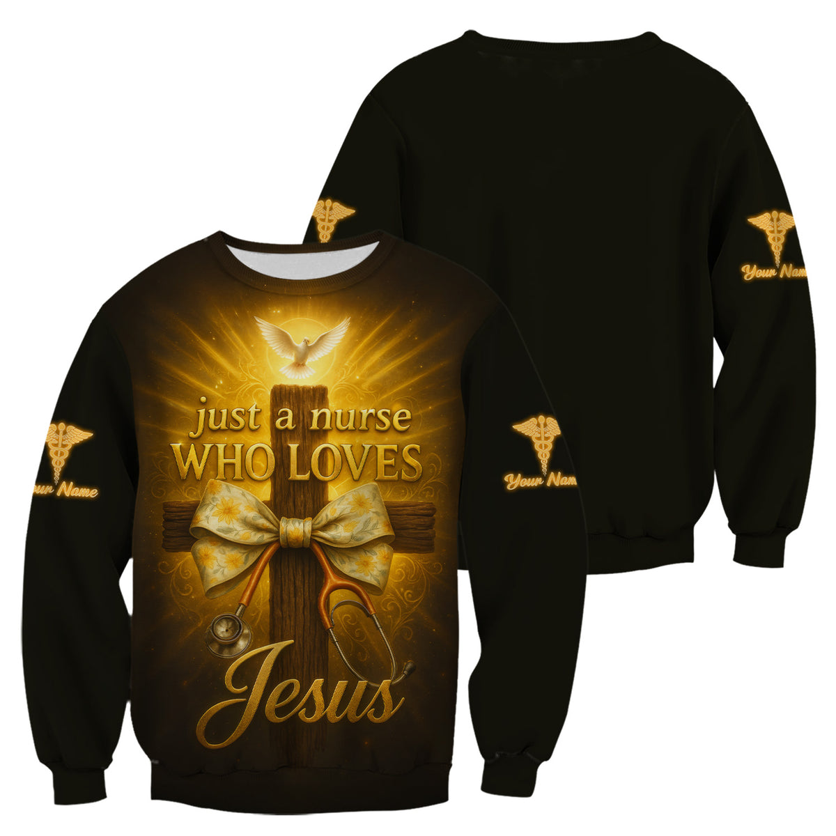 Faith Nurse Scrubs Shirt for Women - Just a Nurse Who Loves Jesus Design - Christian Medical Uniform Top for RN CNA LPN