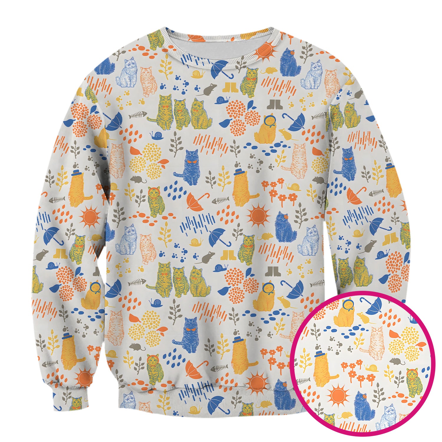 Cozy Rainy Day Cat Lover Nature Nurse Pattern Scrub Top, Comfortable Scrubs for Nurses