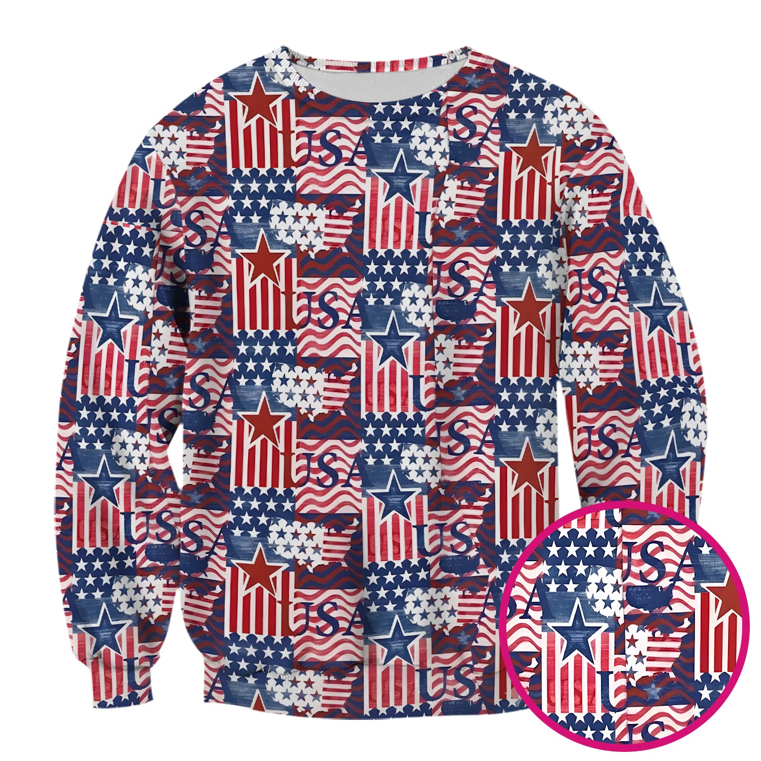 Patriotic USA Star Patchwork Pattern Scrub Top, Comfortable Scrubs for Nurses