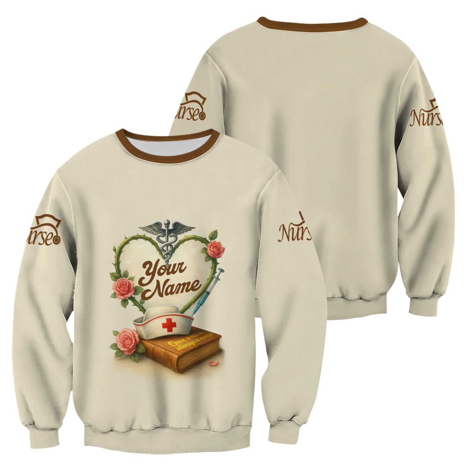 Personalized Nurse Scrubs - Heart & Stethoscope Design - Custom Gift for RN CNA LPN Healthcare Workers