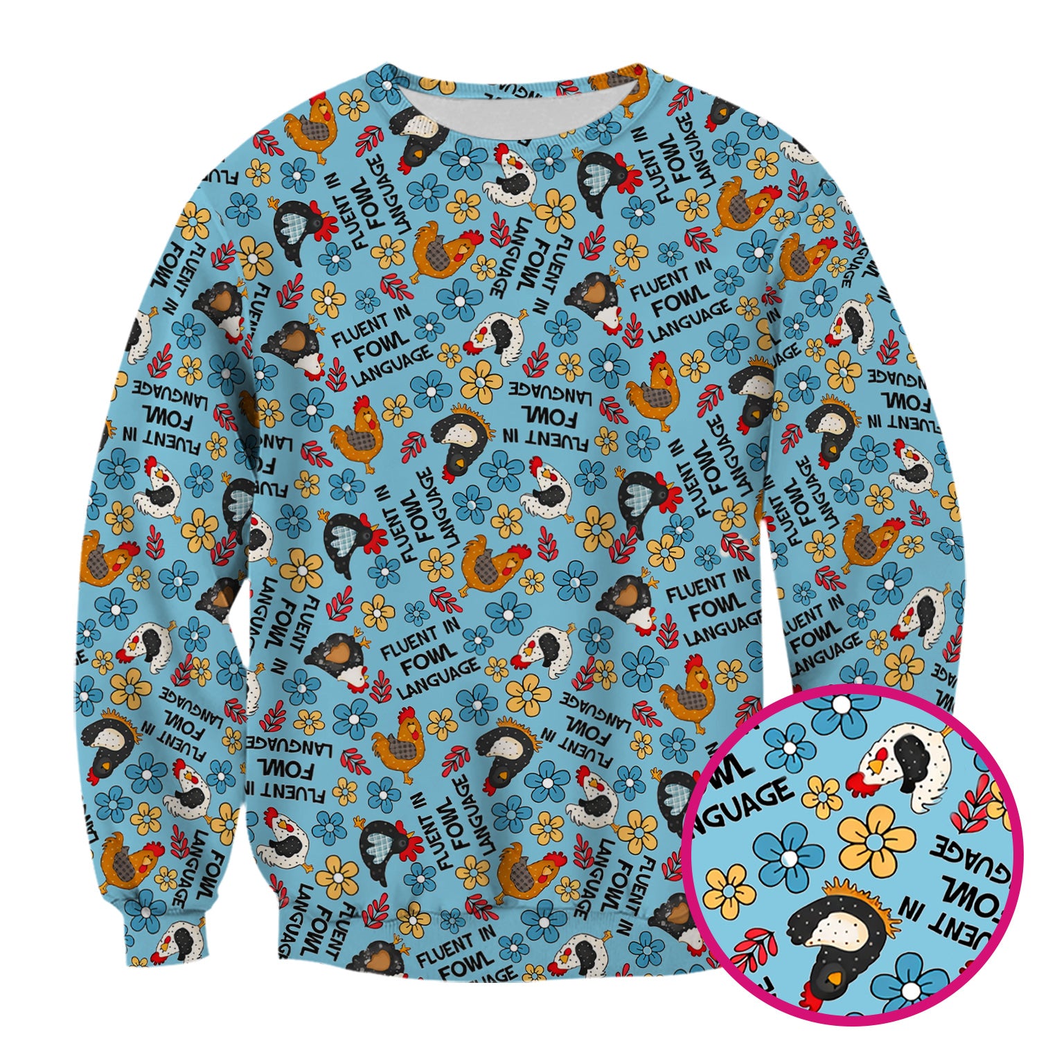 Funny Chicken Fluent in Fowl Language Pattern Scrub Top, Comfortable Scrubs for Nurses