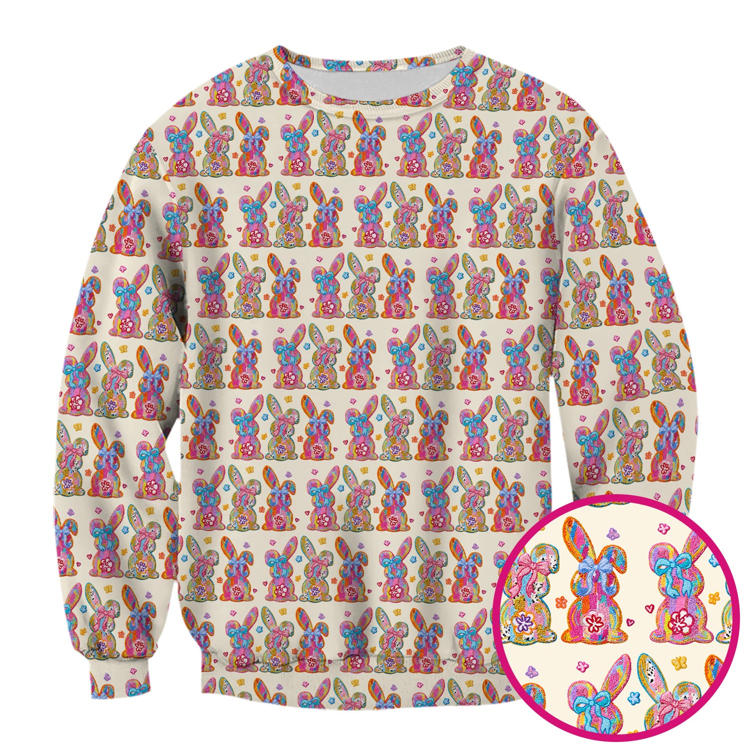 Cute Pastel Bunny Floral Pattern Scrub Top, Comfortable Scrubs for Nurses, Easter