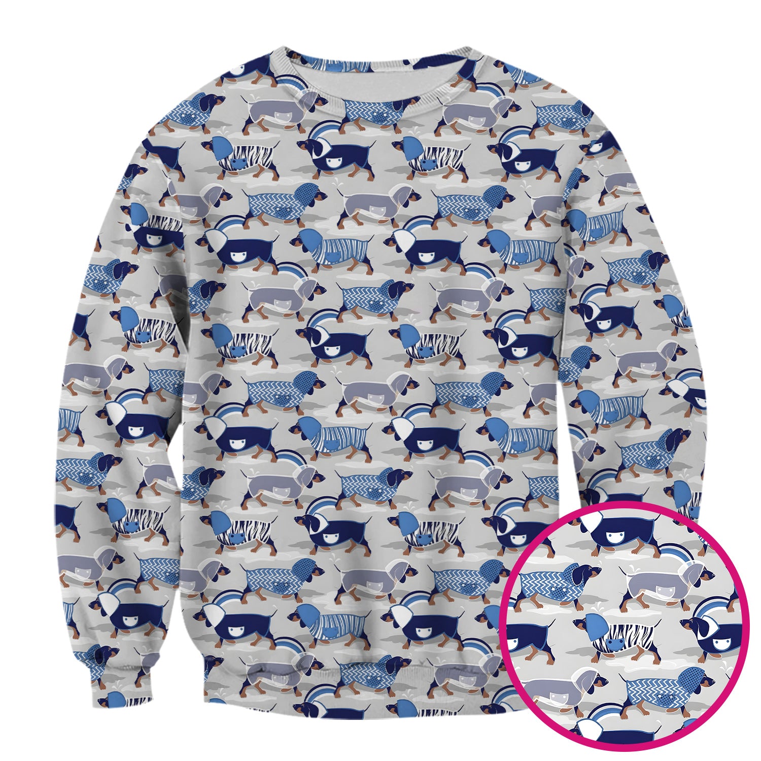 Cute Dachshund Raincoat Parade Pattern Scrub Top, Comfortable Scrubs for Nurses