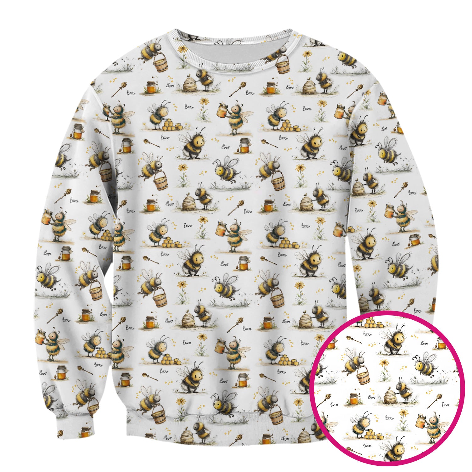 Cute Honey Bee Jar Garden Pattern Scrub Top, Comfortable Scrubs for Nurses
