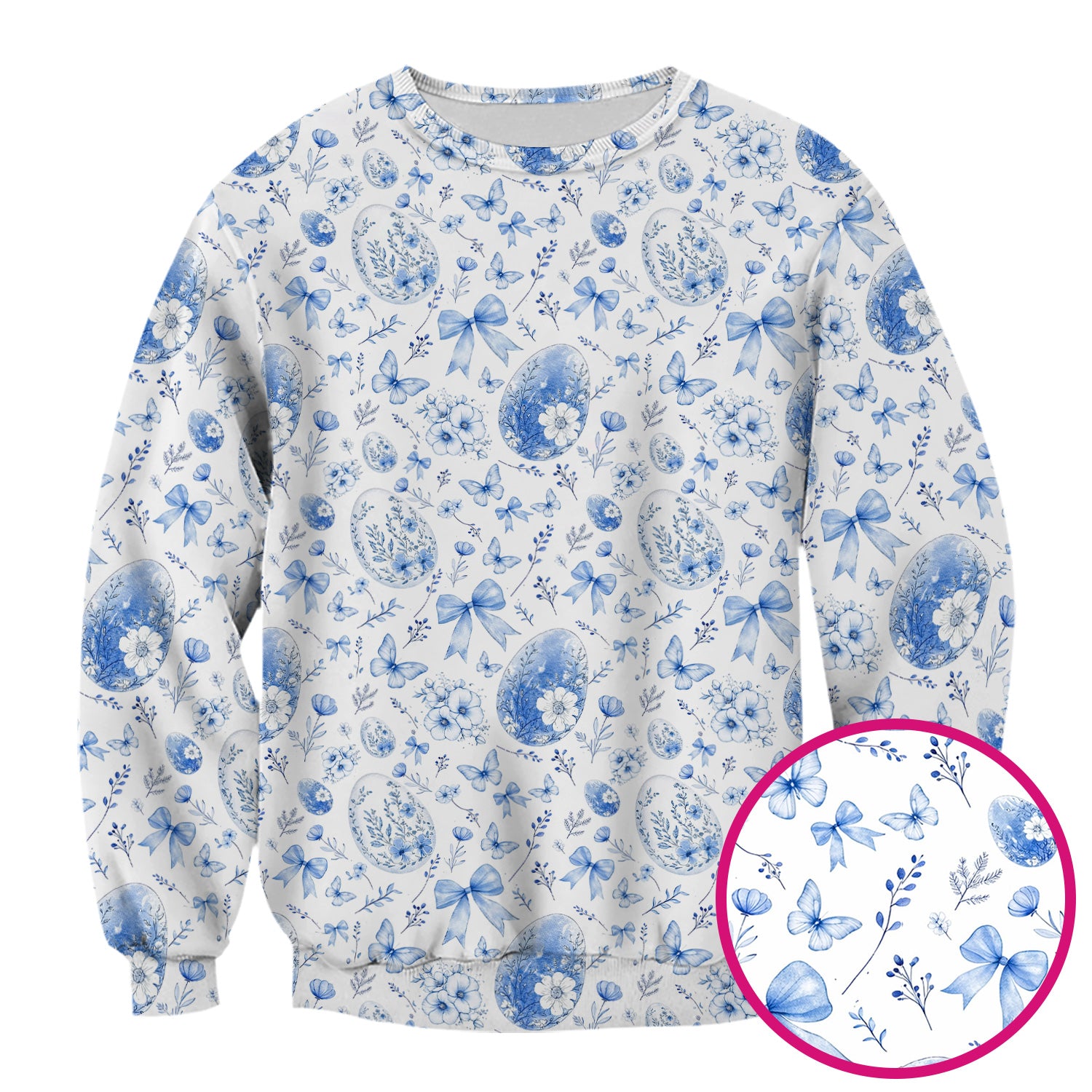 Butterfly Floral Bow Vintage Pattern Scrub Top, Breathable Fabrics Nursing Uniform