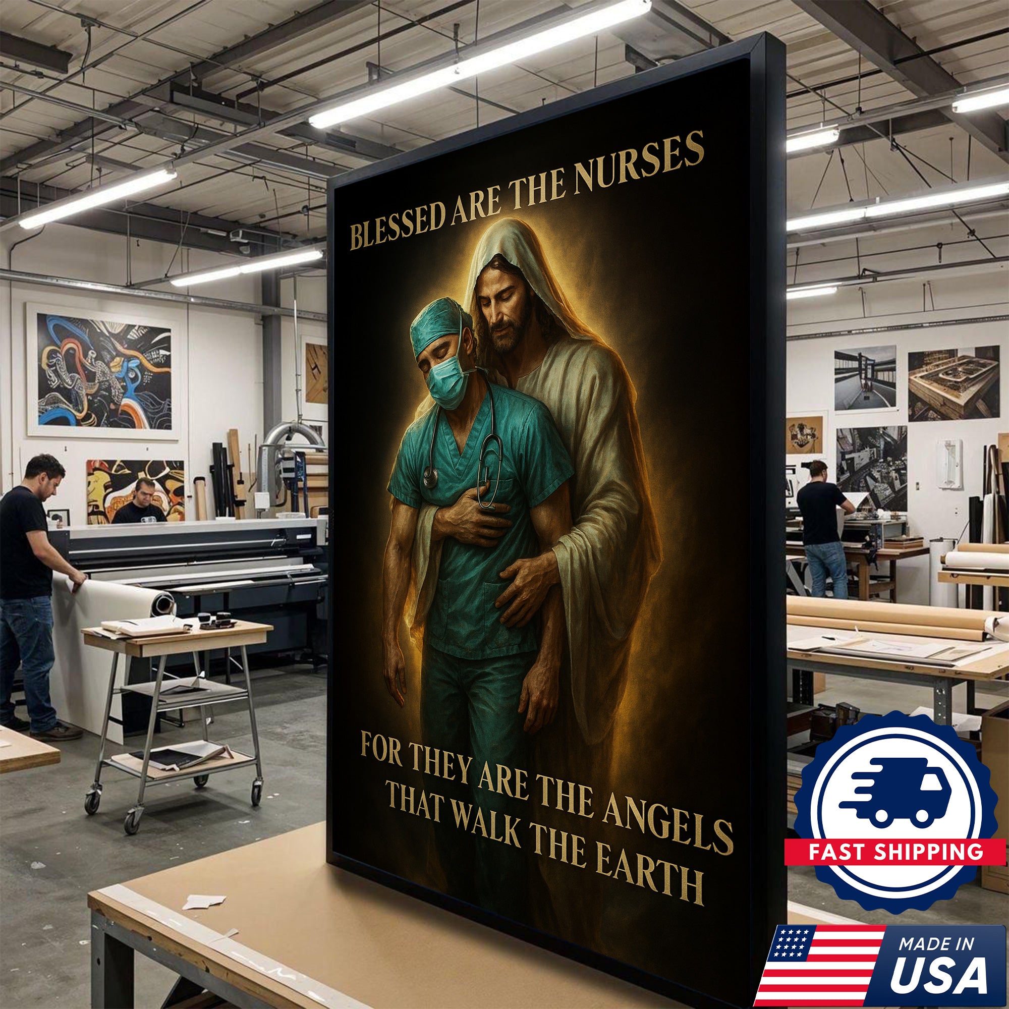 Blessed Are The Nurses Canvas, Jesus Blessed Nurses, Gift for RN LPN CNA